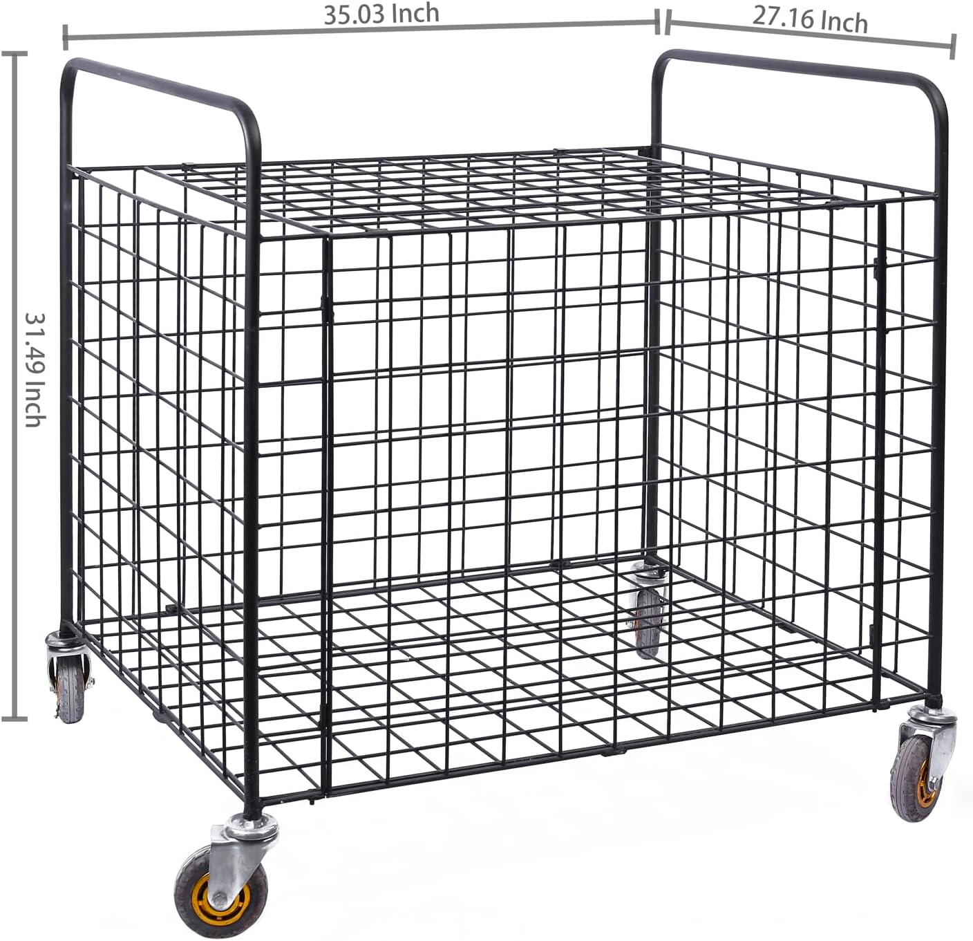 MyGift Professional Gym Metal Multi Sports Ball Storage Cart with Jumbo Industrial Wheels, Commercial Grade Portable Equipment Locker Cage for Basketball, Football, Soccer, Volleyball