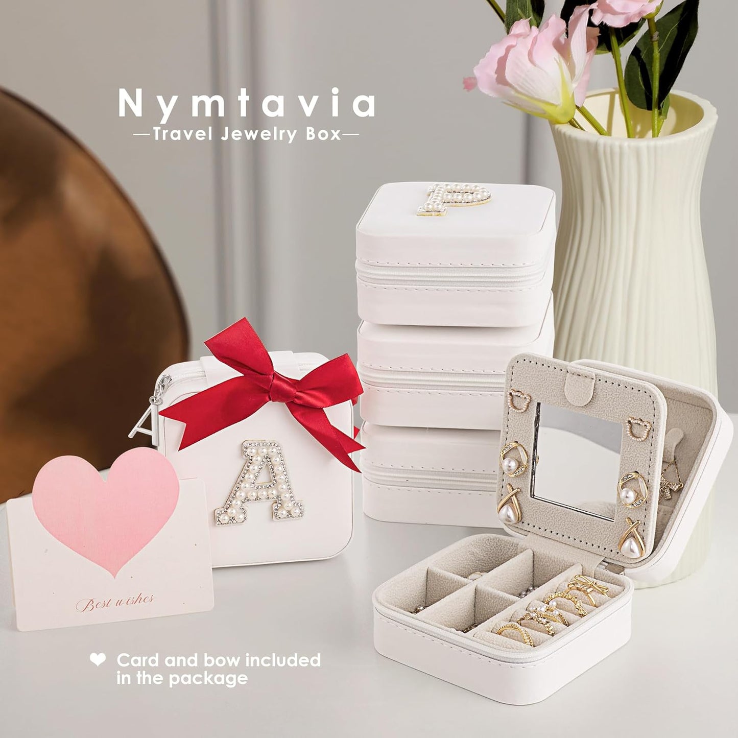 Birthday Gifts For Women, Initial Jewelry Box, Travel Jewelry Case, Gifts for Wife Girlfriend, Small Travel Jewelry Organizer, Gift for Girls, Graduation Gifts for Her, Bridesmaid Gifts