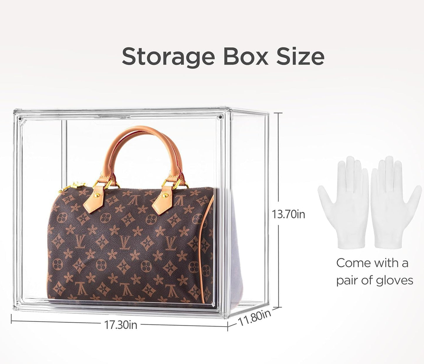 HBlife 4 Pack Purse Storage Organizer for Closet, X-Large Clear Stackable Handbag Display Case Box with Magnetic Door for Collectibles, Cosmetics, Women Heels and Toys