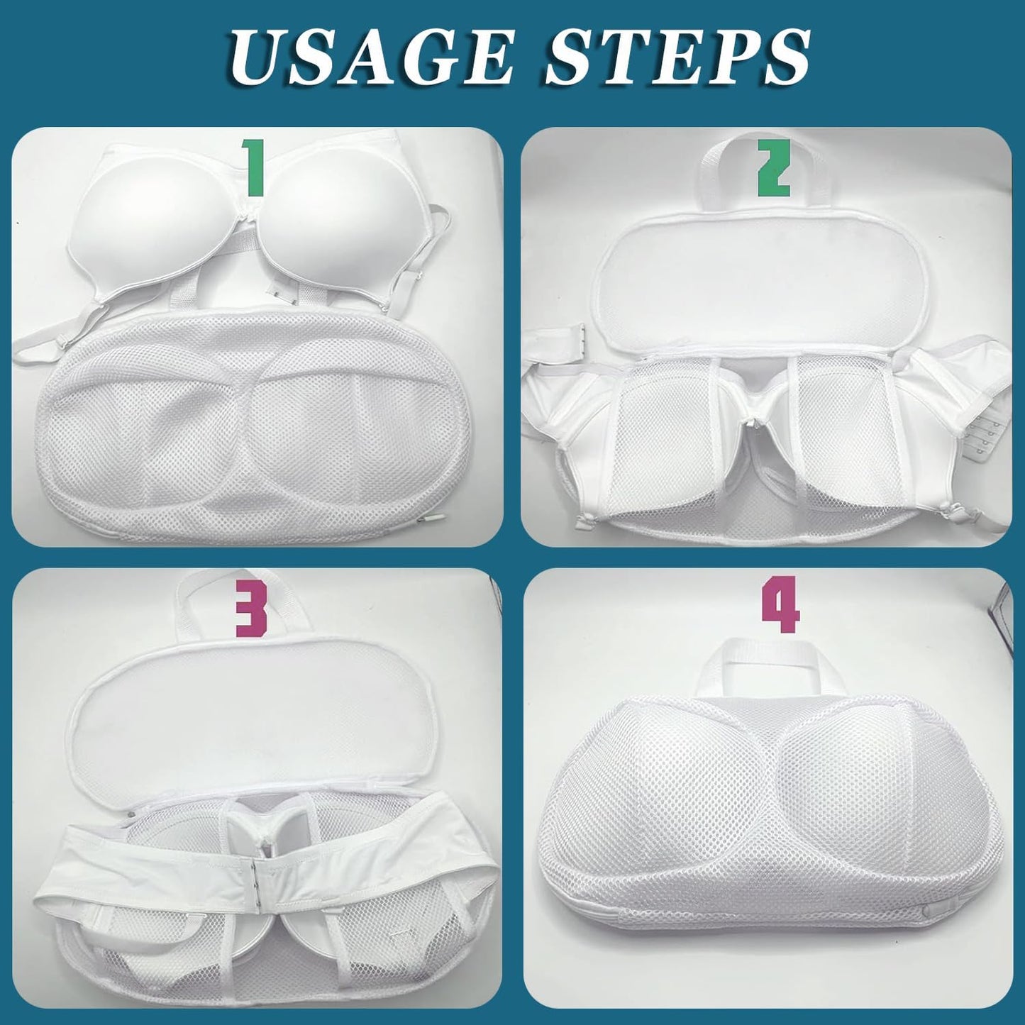 2 Pack Large Bra Laundry Bags for Washing Machine, Lingerie Bag for Washing Delicates Underwear Brassiere, Bra Washer Protector for Laundry (White 2 pack)