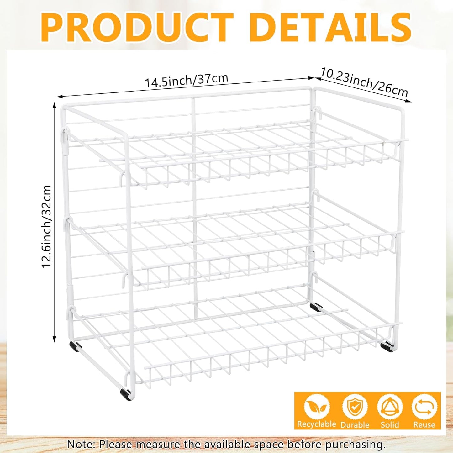 Cat Food Organizer, 3-Tier Stackable Iron Shelf for 45 Cans (3oz) - Pet Food Dispenser, Kitchen Pantry Storage Rack Cabinet, Canned Cat Organizer for Home & Shop