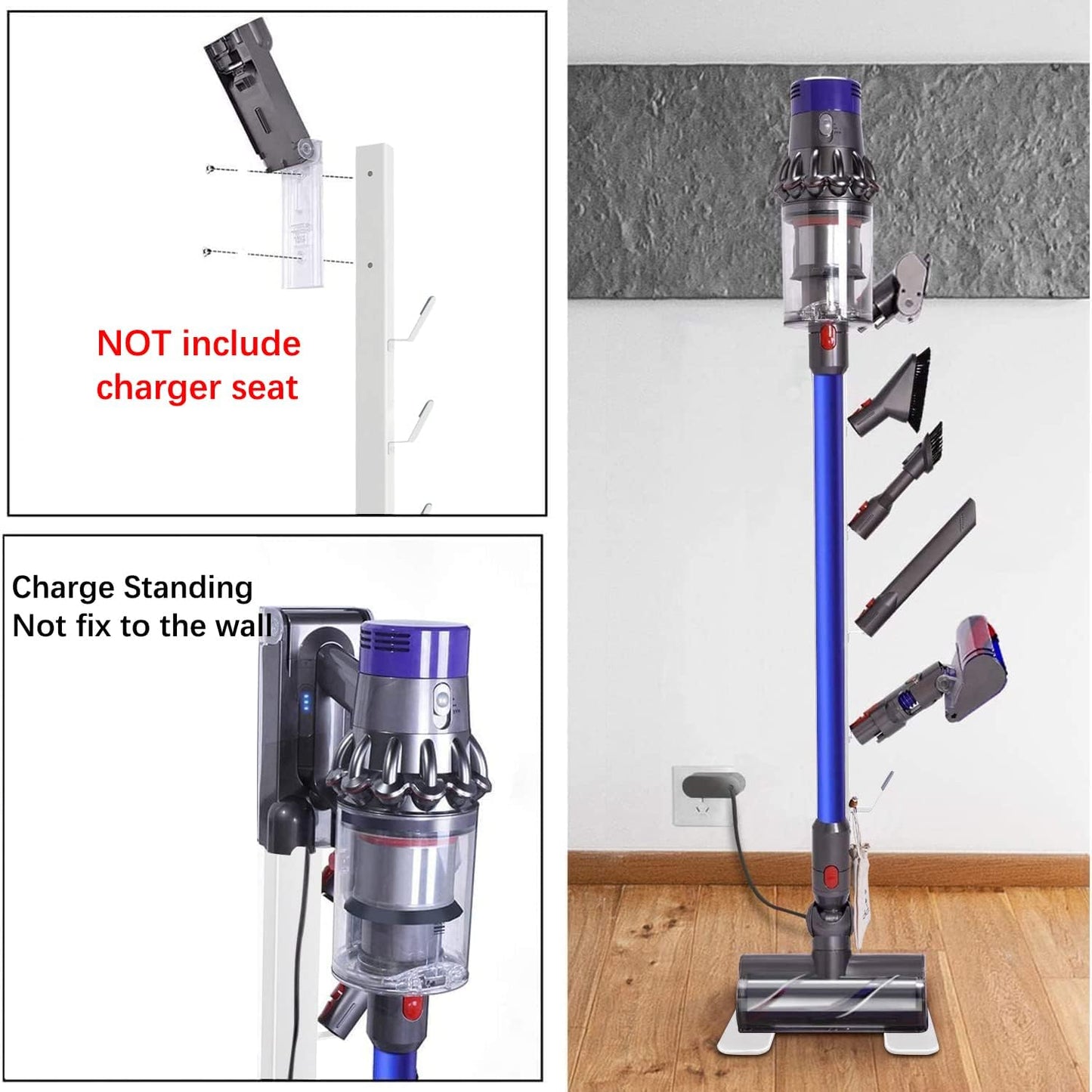 Storage-Stand-Docking-Station-Holder Compatible with V15 Detect V11 V10 V8 V7 V6 Cordless Vacuum Cleaners, Stable Metal Organizer Rack(White, 5 Hooks)