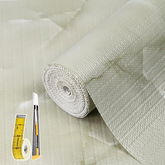 2-Layer Drawer and Shelf Liner for Kitchen Cabinet: 12in X 20Ft Non Slip Waterproof Shelf Paper Non Adhesive Refrigerator Liners Cyan Marble Easy Liners for Bathroom with Knife Tape Measure