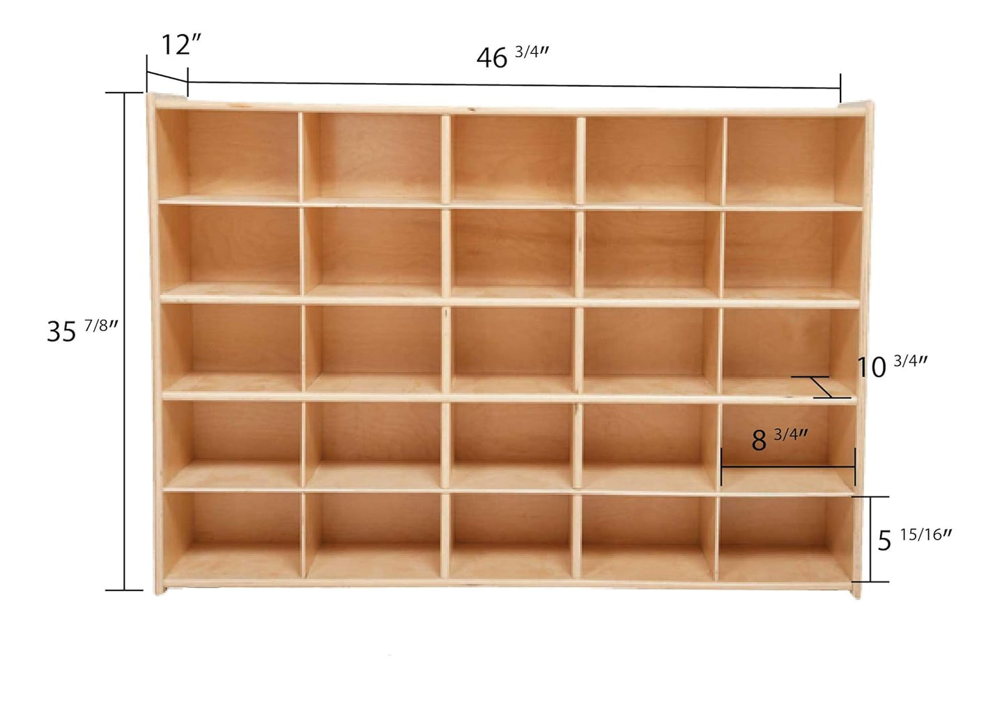 Contender Birch 25 Cubby Tray Cabinet with Brown Color Bins, Toy Storage Organizer for Toddlers, Shelving Units for Kindergarten, Daycare, Nursery, Homeschool