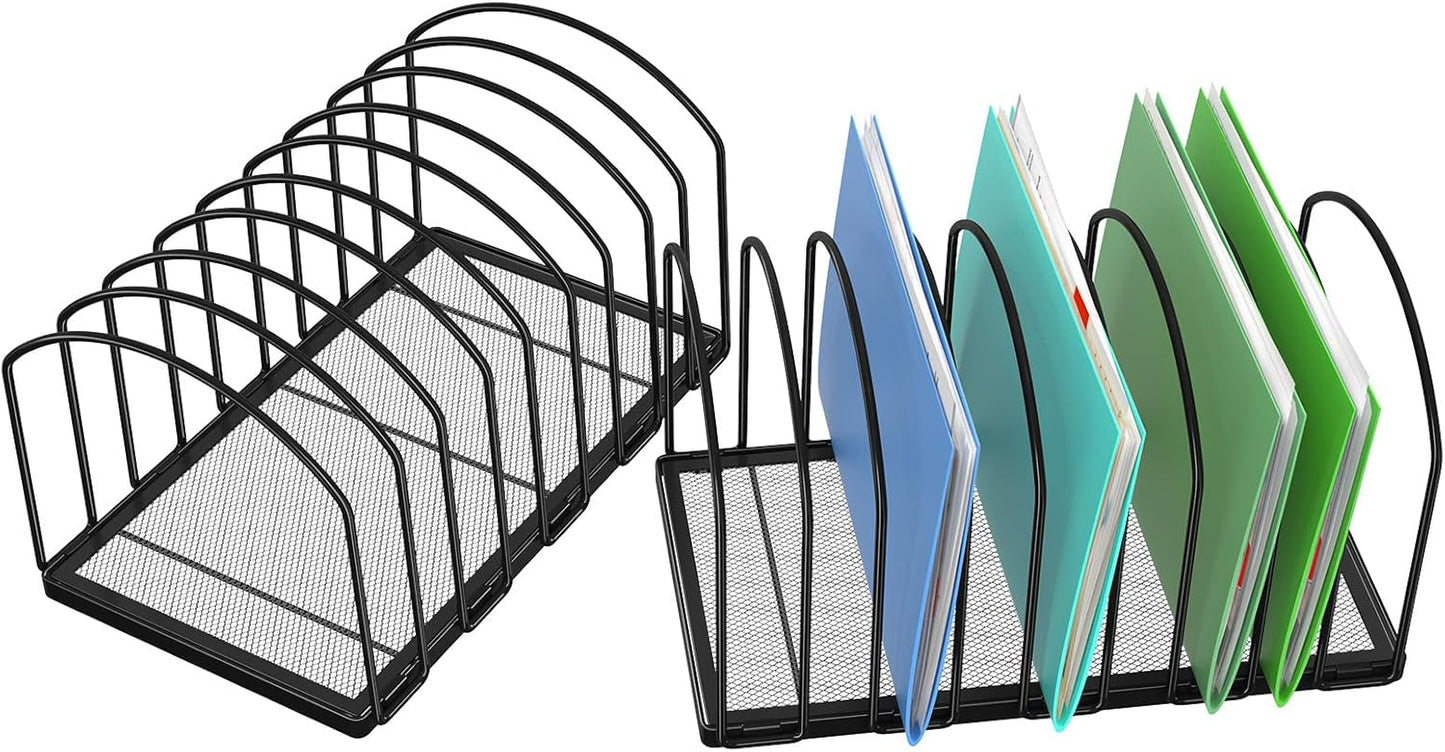Simple Trending 2 Pack 9 Section Metal File Sorter Organizer for Desk Home Office, Black