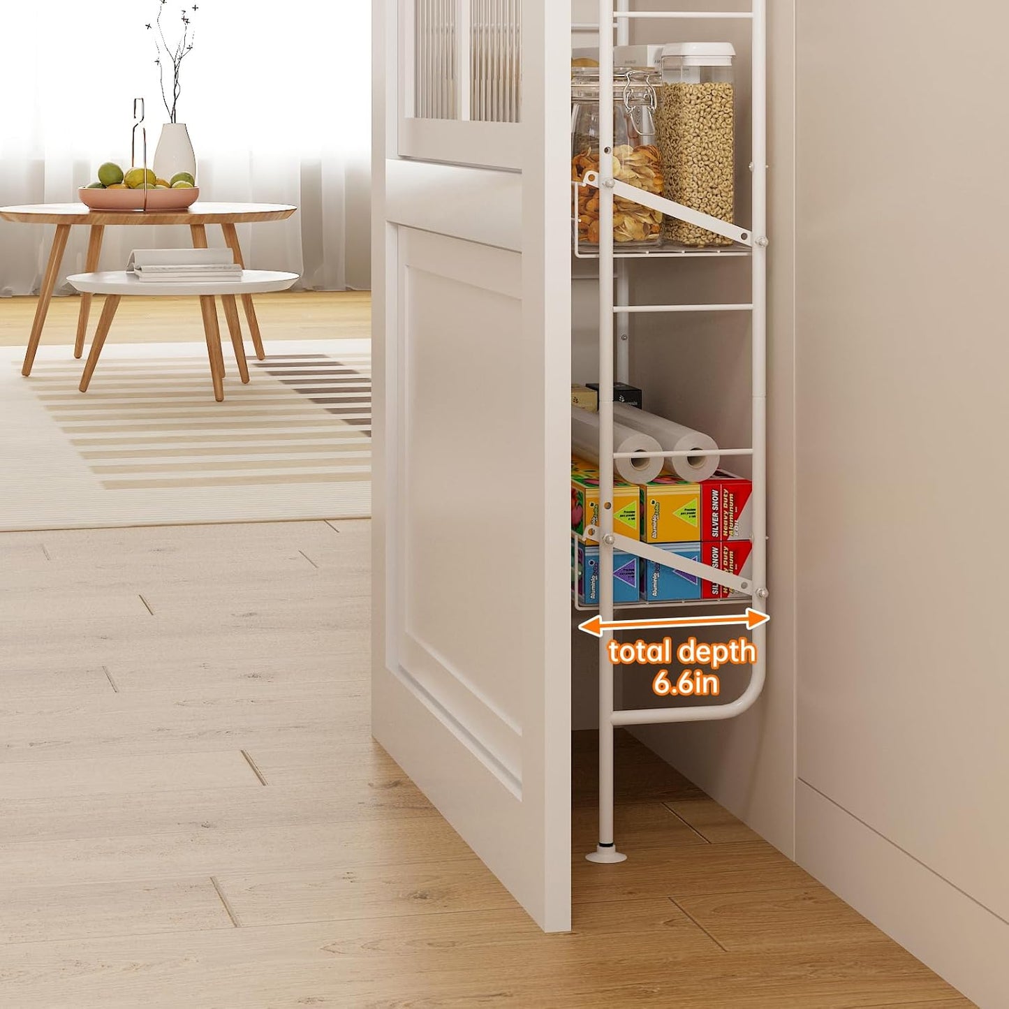 bukfen Behind The Door Organizers,5-Tier Narrow Bathroom Kitchen Shelf,Kitchen Corner Shelf Stand,Wall Storage,Spice Racks,Book Shelf,Behind The Door Storage,Multi Functional Shelf for Home,1 Pack