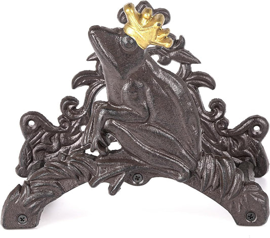 Sungmor Heavy Duty Cast Iron Garden Hose Holder | Water Hose Hanger Wall Mounted | Decorative Indoor Outdoor Hose Rack Reel | 50FT 75FT 100FT Water Hose Bulter Storage | Lovely Frog Metal Hose Stand