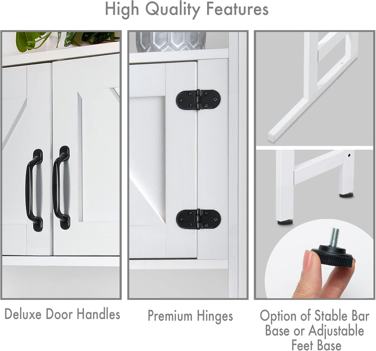Over The Washer or Over The Toilet Storage Cabinet w/Height Adjustable Shelf Laundry Room/Bathroom Organizer Rack, 2-Door Freestanding Rack Space Saver, White