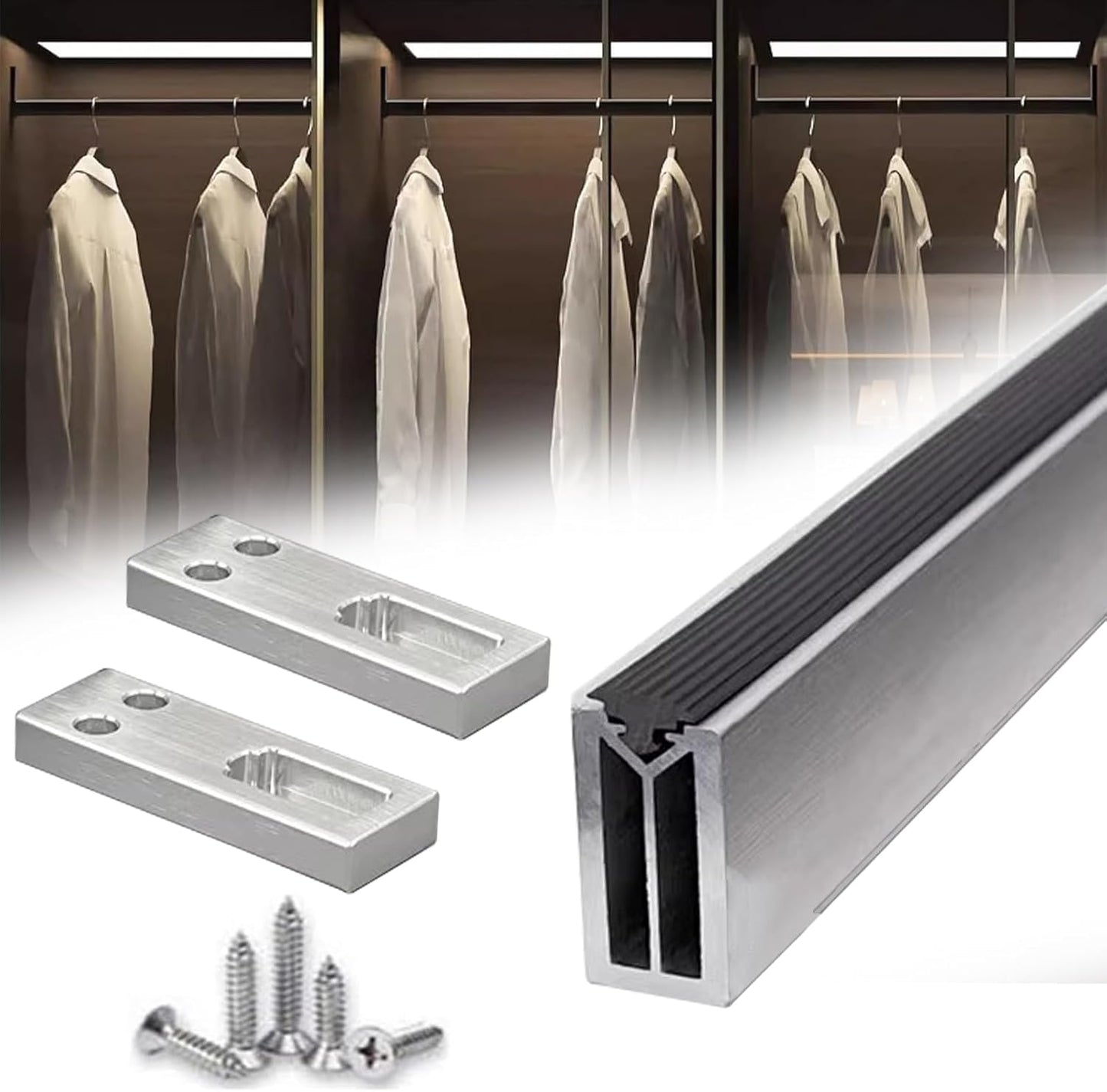 Square Closet Rods-Cuttable, Removable-Heavy Duty Black Wardrobe Rods and Brackets-Commercial, 12 16 18 24 28 30 60 72 In-Suitable for.Laundry.Home.Hotel.Clothing Store (Silver,30in)