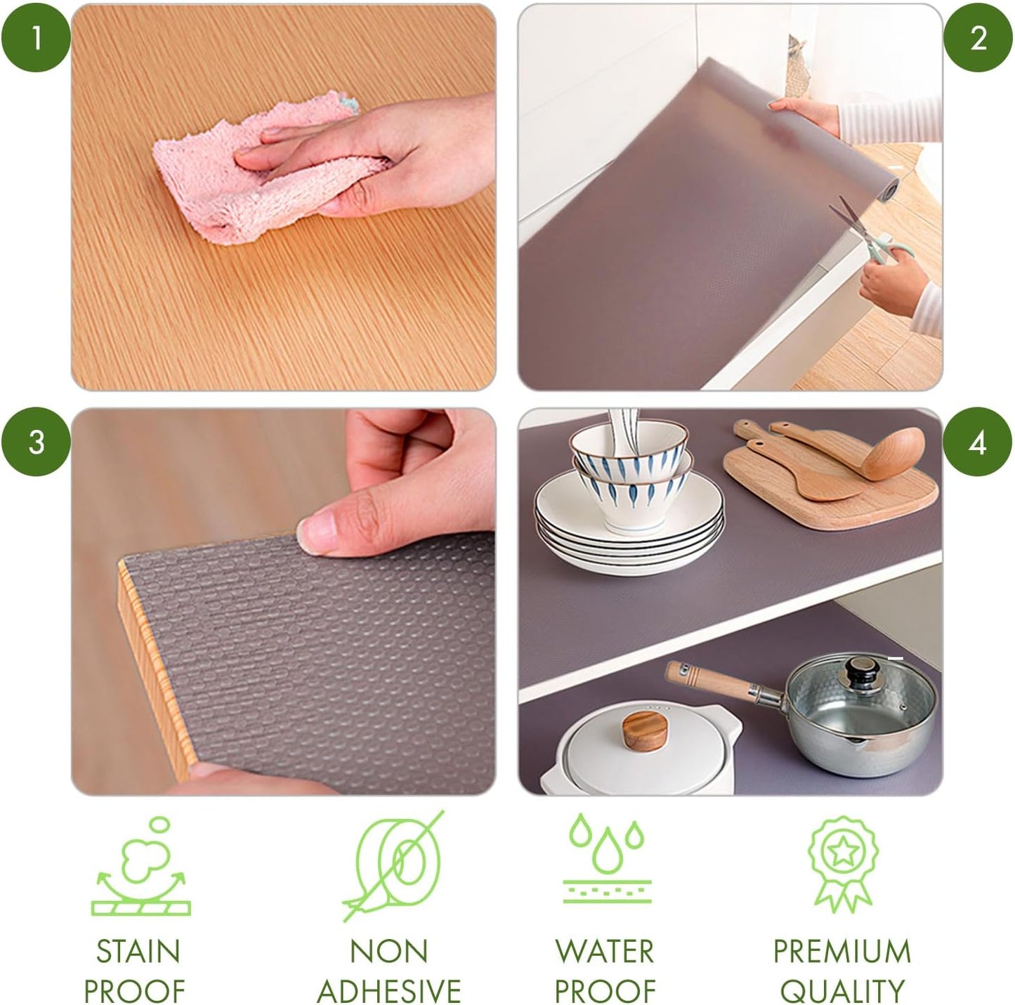 EVALAND Shelf Liners for Kitchen Cabinets Non-Adhesive 12" x 33 FT Gray Drawer Liner Non Slip, Washable Cabinet Liner, Waterproof Shelf Liners for Cabinets, Refrigerator Bathroom Pantry Cabinet Mat