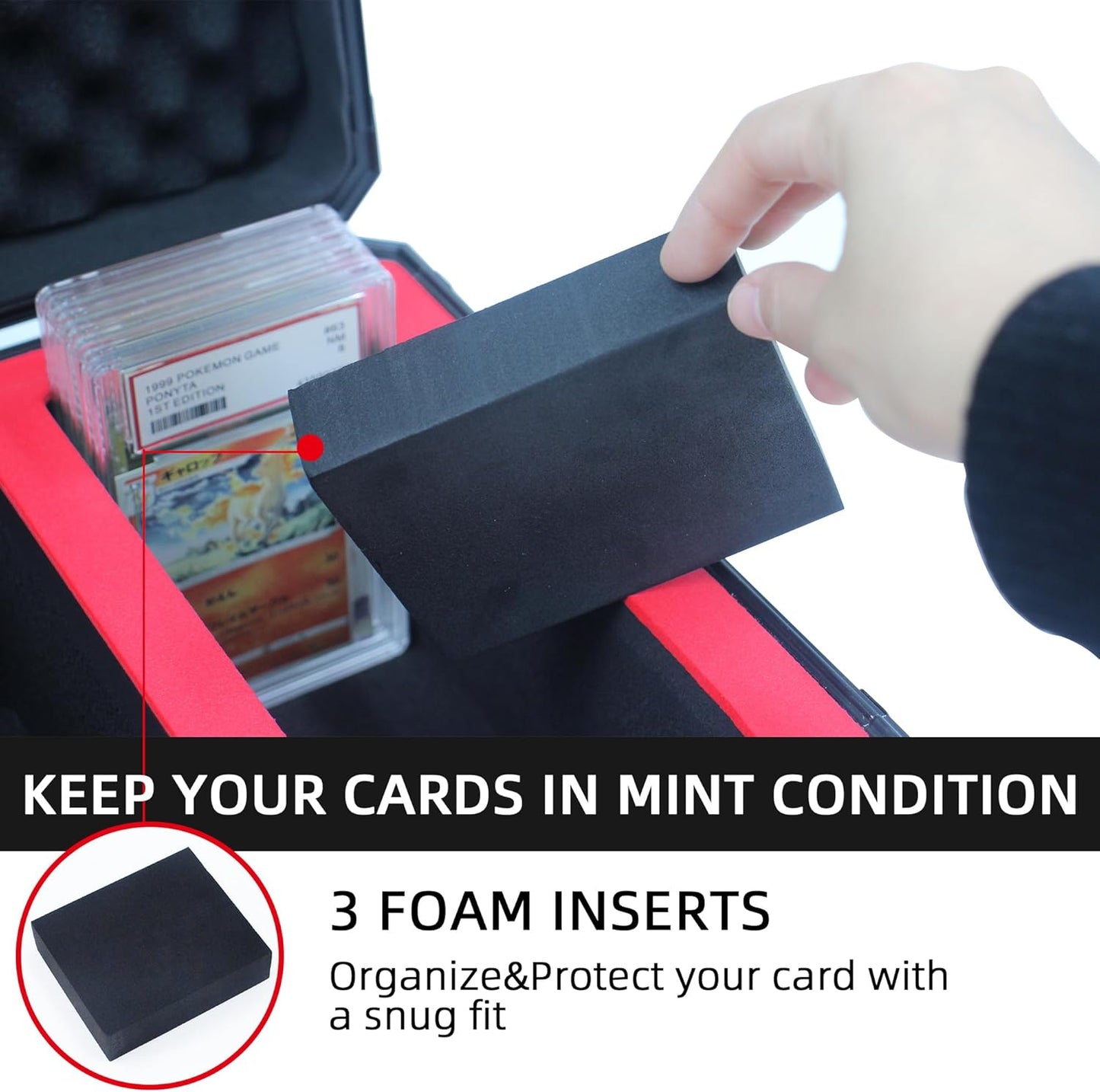 Graded Card Storage Box; Durable Sports, PSA Card Storage Case- Trading Card Storage Box - PSA Slab Case For Top Loaders (RED, 14.17x11.2x7 inches)