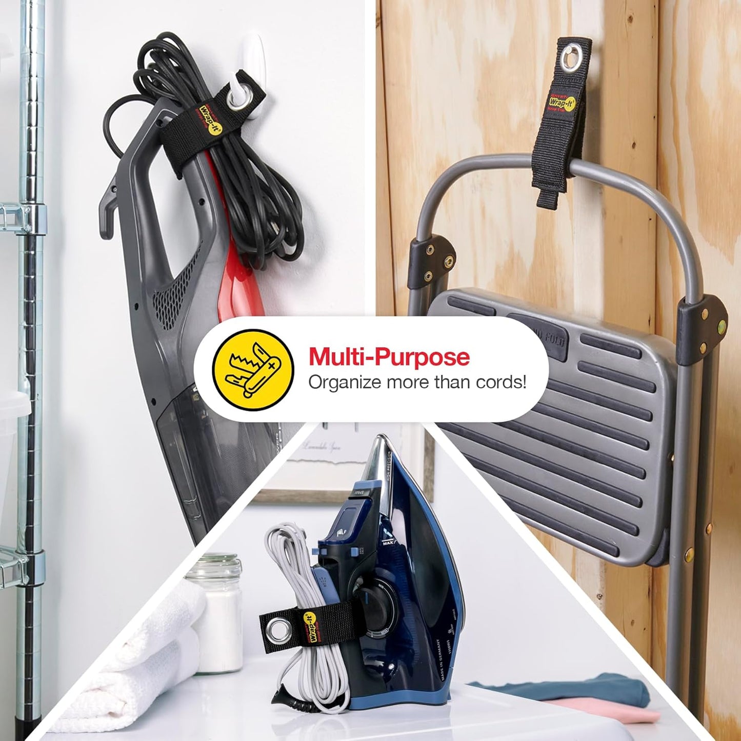 Heavy-Duty Wrap-It Storage Straps - 10" (6-Pack) Silver - Garage Organizer and Electric Cord Holder for Garage Essentials
