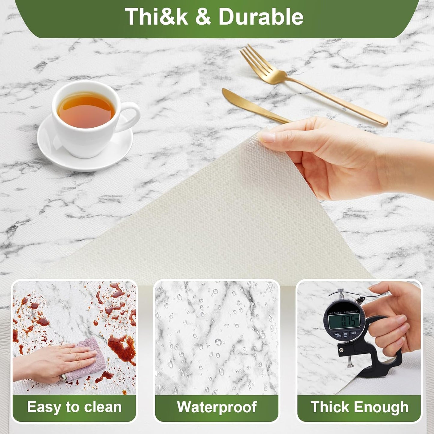 Moriah Shelf Liner for Kitchen Cabinet Non-Adhesive, Thickened Drawer Liner No Slip for Dresser Waterproof Cabinet Paper Liner for Bathroom Shelves Protects Surfaces(Marble,24'' x 10')
