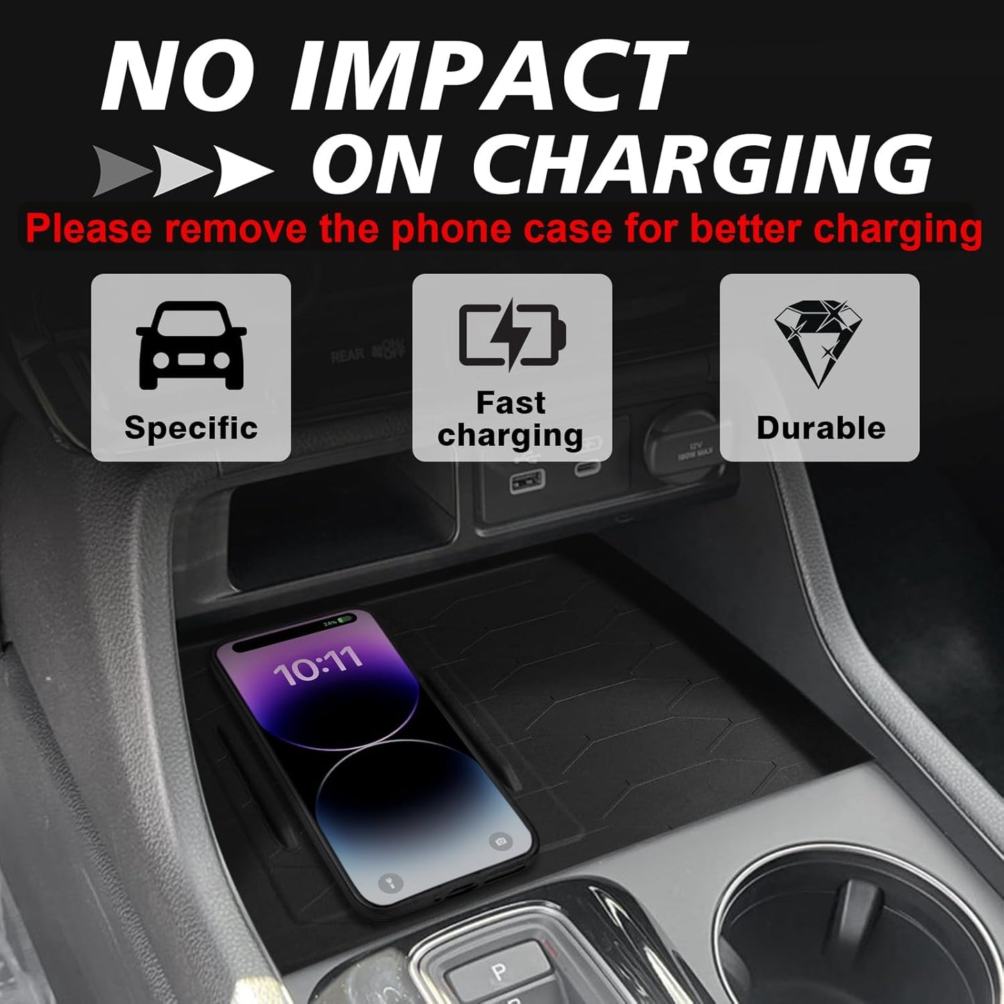 Muslogy Center Console Organizer & Wireless Charger Protective Mat Compatible with Honda Pilot 2023-2025/2024-2026 Passport Accessories Phone Charge Area Cover Console Inserts Mats Anti Slip 2PCS Set