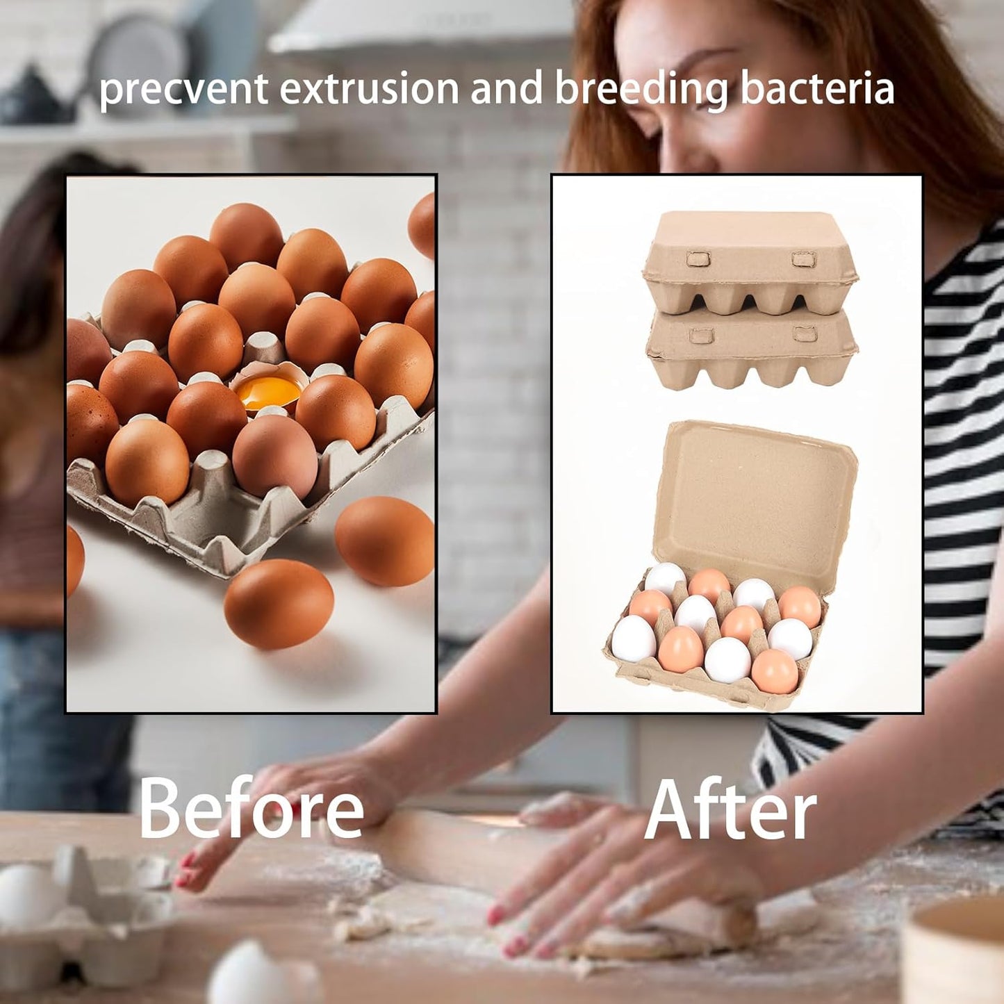 25 Pack Egg Cartons Bulk, 3x4 Style Reusable Empty Natural Paper Pulp Egg Cartons, Sturdy Design Egg Holder Containers for Fresh Chicken Eggs