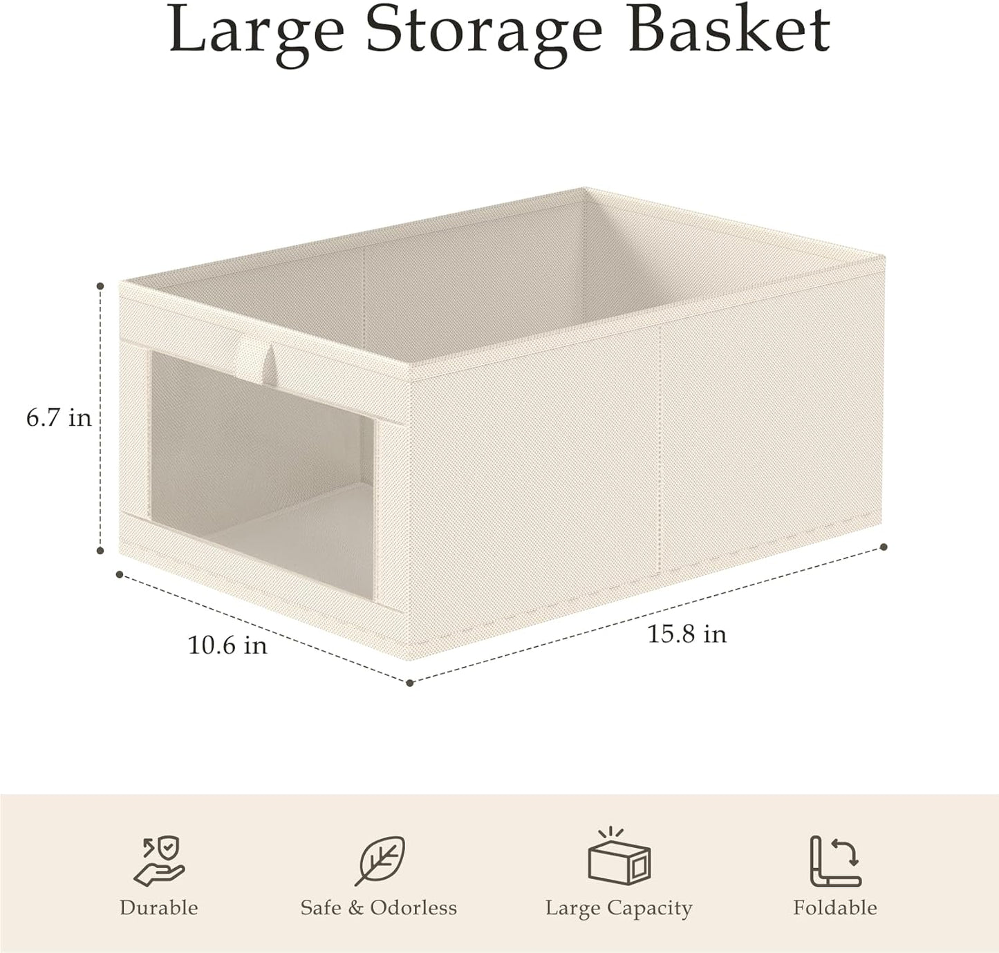 Criusia Beige Linen Closet Organizers and Storage, 8 Pack Foldable Mesh Window Large Linen Closet Baskets