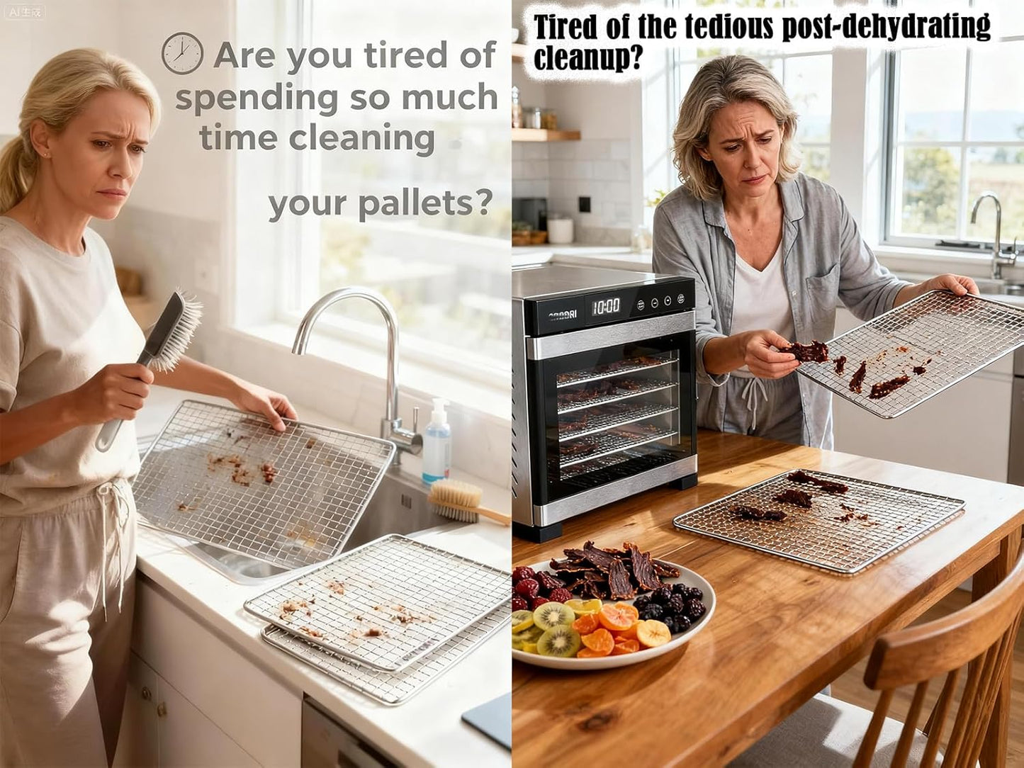 Non-Stick Silicone Dehydrator Liners: 15x15 inch for Excalibur BPA-Free Easy Clean Reusable Mesh Sheets for Healthy Snacks 10-Pack