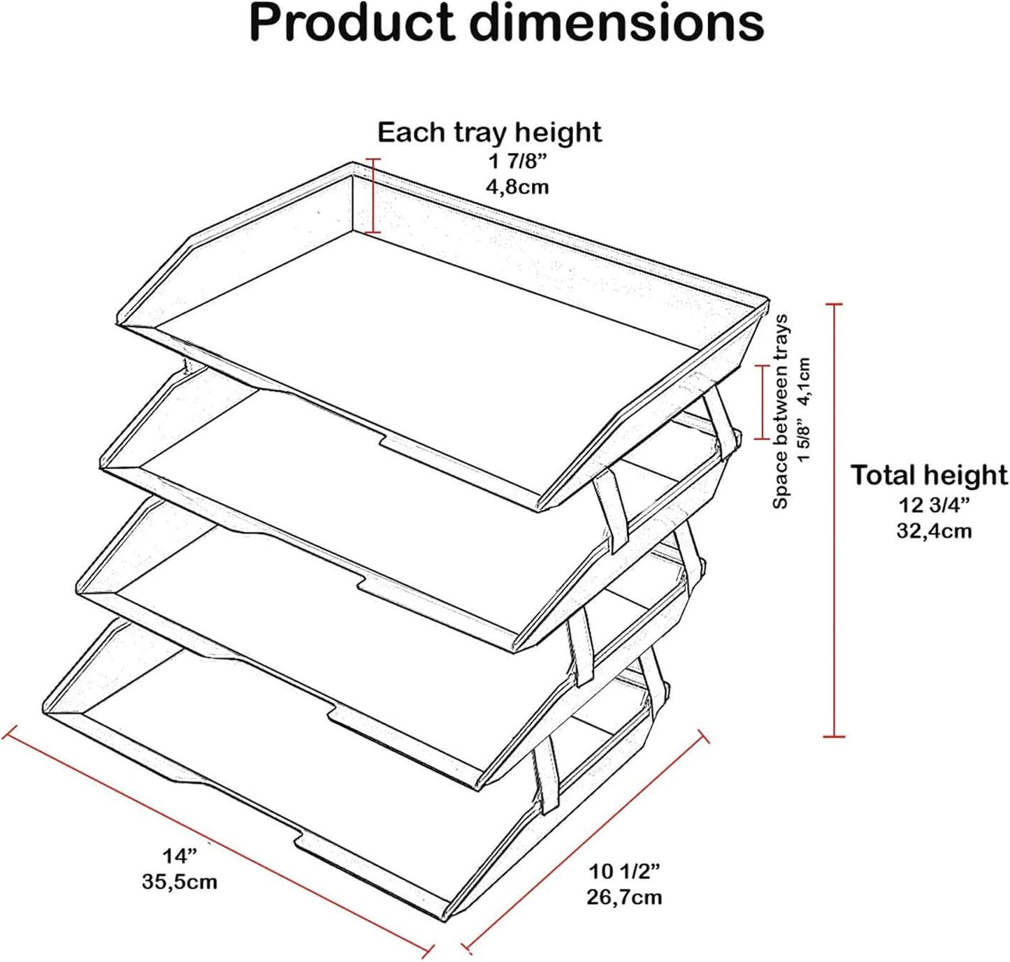 Acrimet Facility 4 Tier Letter Tray, Side Load, Letter Size/A4, Desktop File Organizer, Plastic (Clear Green)