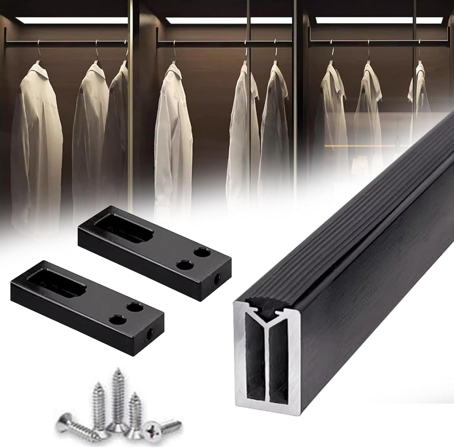 Square Closet Rods-Cuttable, Removable-Heavy Duty Black Wardrobe Rods and Brackets-Commercial, 12 16 18 24 28 30 60 72 In-Suitable for.Laundry.Home.Hotel.Clothing Store (Black,30in)