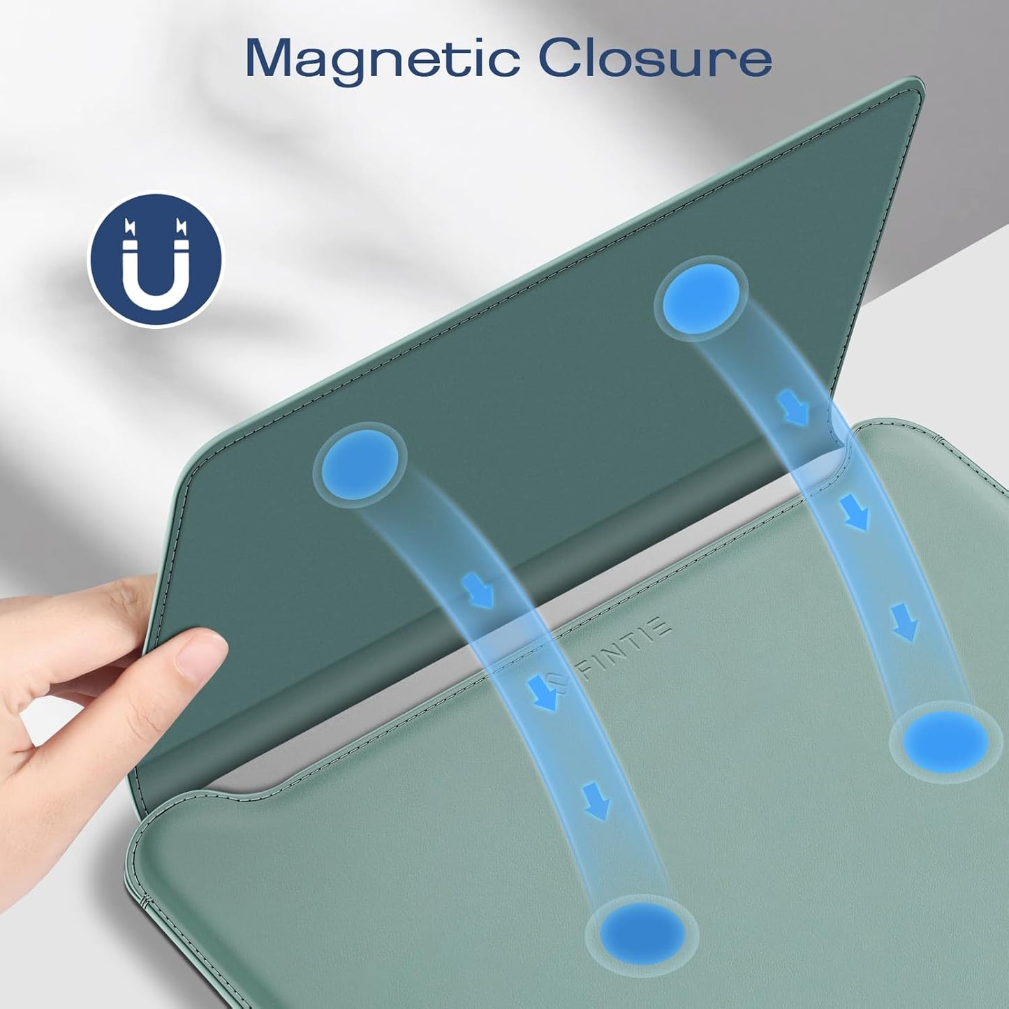 Fintie Sleeve Case for MacBook Air 13.6 A3240 A3113 A2681, Pro 14 A3434 A3401 A3185 A3112 A2992 A2918 A2779 A2442, MacBook Pro/Air 13 - PU Leather Slim Bag Cover with Stand Feature, Green