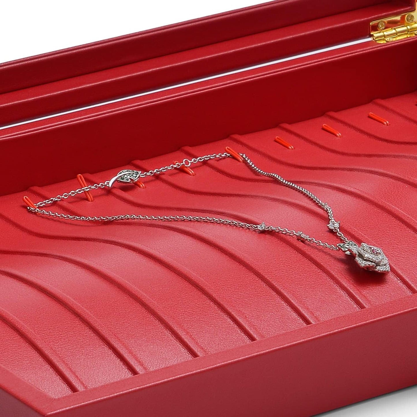 Oirlv Luxury Leather Necklace Bracelet Organizer Tray with Acrylic Lid Jewelry Display Case Drawer Insert Jewelry Organizer for women