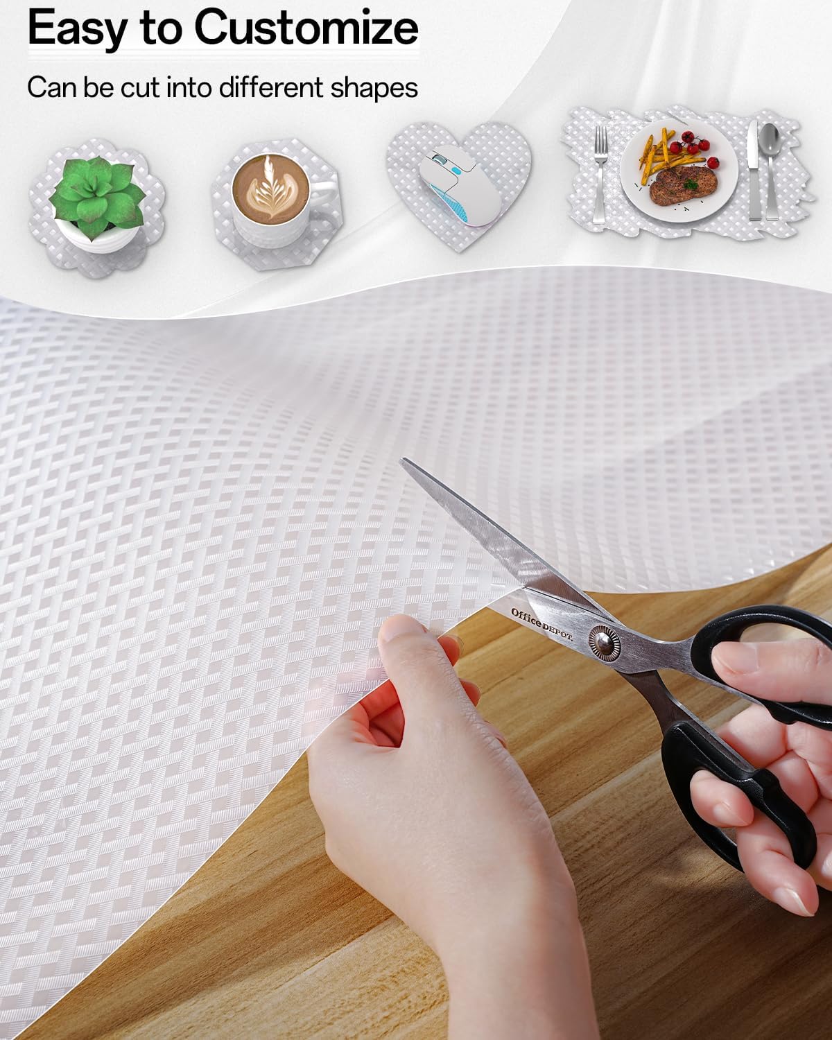 Shelf and Drawer Liner for Kitchen Cabinet, Non-Adhesive 12in x 360in Waterproof Contact Paper Refrigerator Liners Thickened Durable EVA Material Non Slip Mat for Dresser Cupboard Pantry Protector