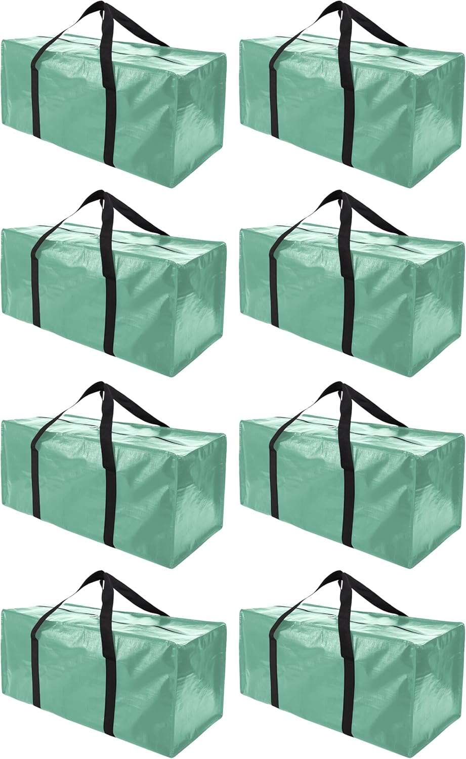 8 Pack Extra Large Moving Bags with Zippers & Carrying Handles, Heavy-Duty Storage Tote for Space Saving Moving Storage, Fold Flat, Alternative to Box and Bin,Teal