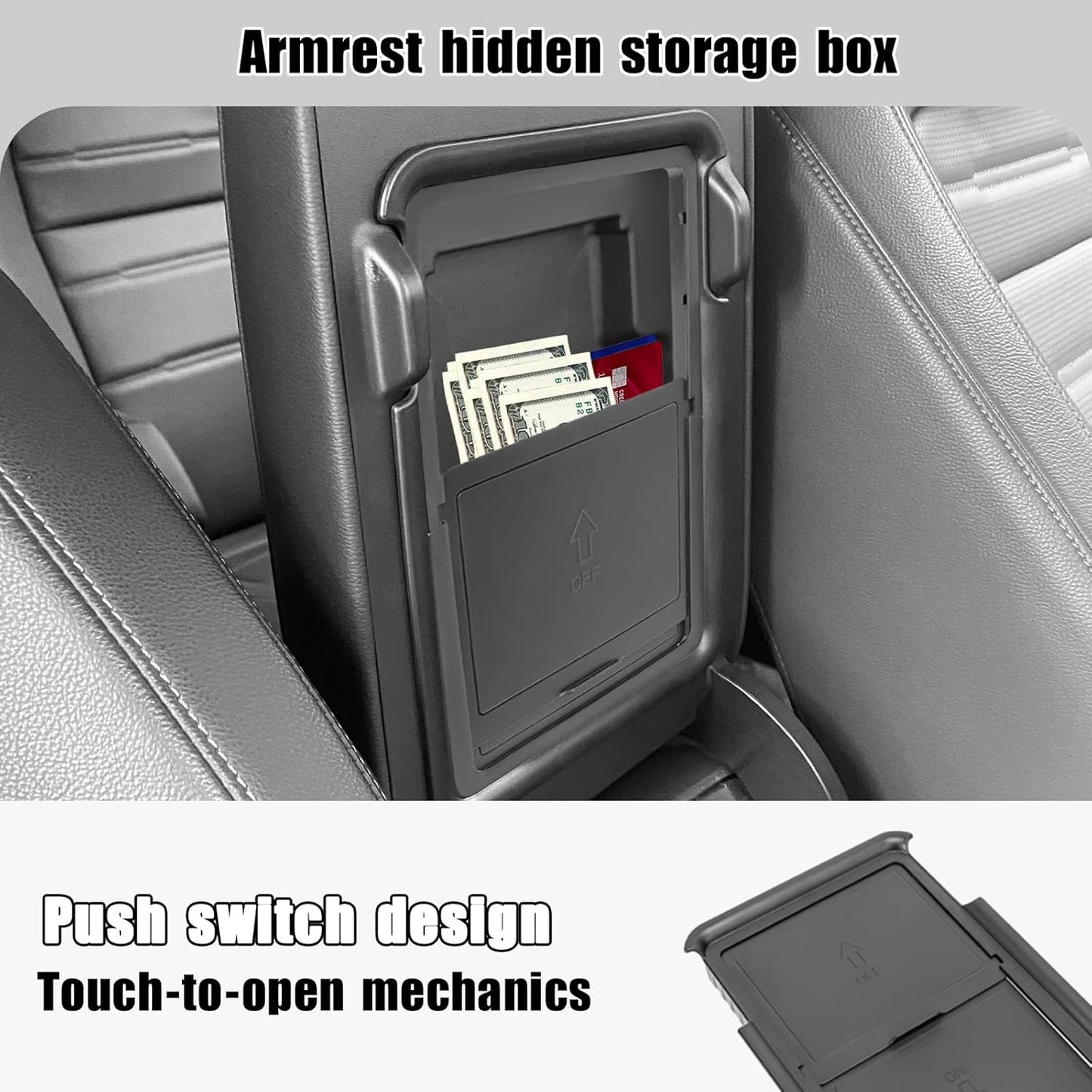 3PCS Center Console Organizer Compatible with 2026 2025 2024 2023 Honda CRV Armrest Storage Box Armrest Hidden Storage Box Secret Compartment Insert Tray Interior Accessories