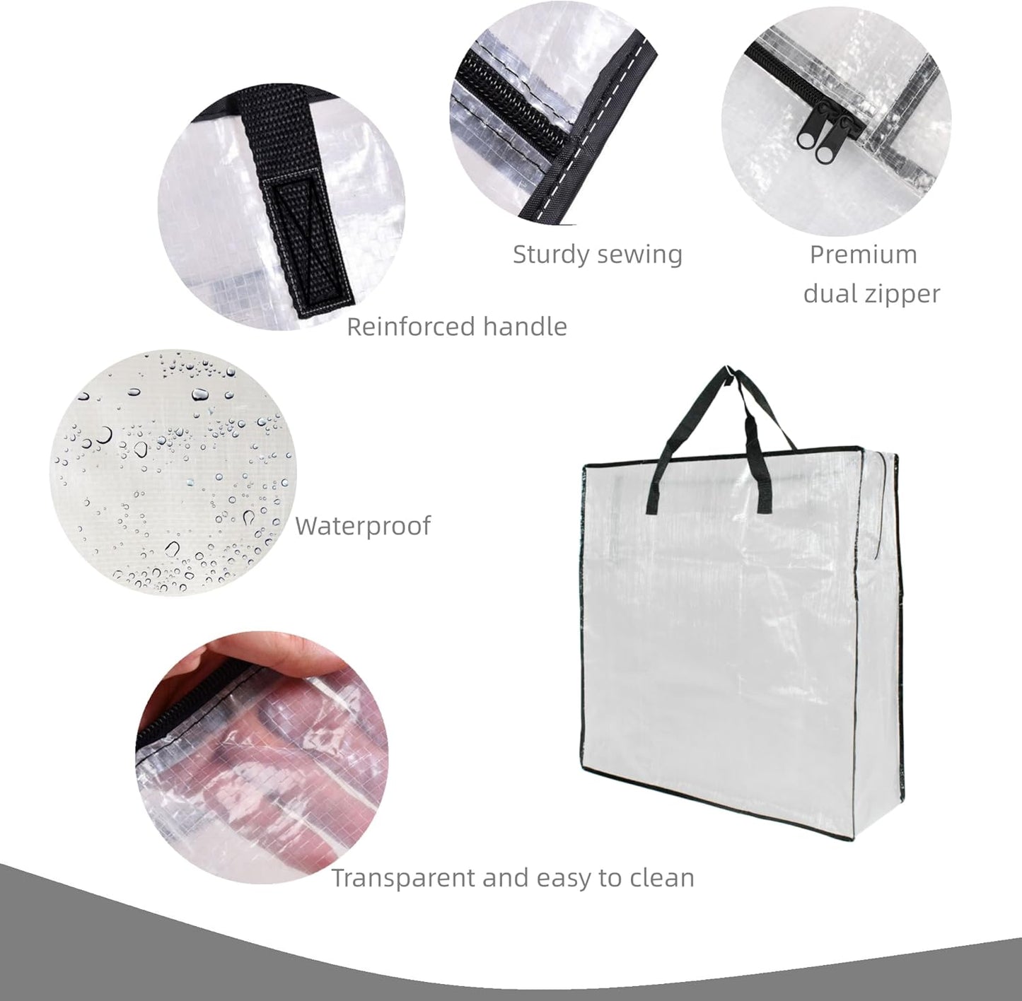 6 Pack Clear Storage Bags with Zipper and Handles, Blanket Bags For Closet Storage, Moving and Packing Supplies for College, Underbed Storage Organizer for Clothes Pillow Bedding Christmas Wreath