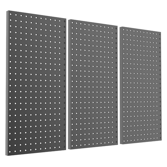 Pegboard Smith Metal Pegboard Panels 12" x 24", 3 Pack Black Wall Mounted Tool Organizer Boards, Heavy Duty Tool Storage Peg Board for Garage, Workbench, Office, Fits 1/4" Peg Hooks