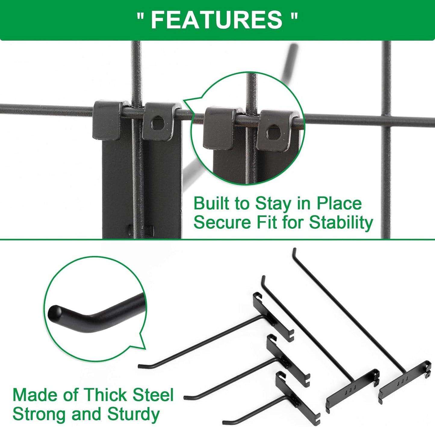 Gridwall Hooks 4 Inch, 100 Pack Grid Wall Hooks, Grid Panel Hooks and Hangers for Retail, Craft Shows, Home Setup, and Customized Display(Black)
