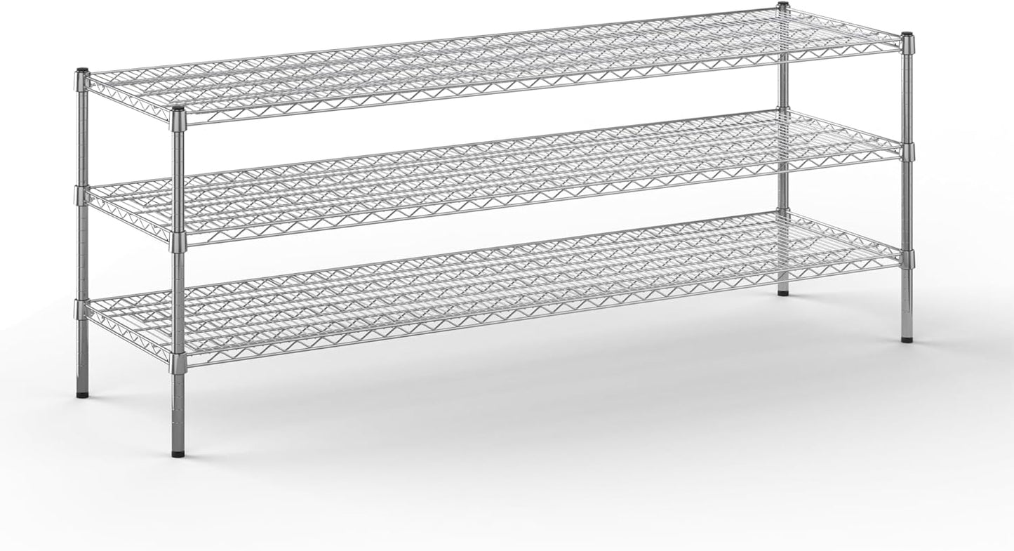 21" Deep x 72" Wide x 27" Height Wire Shelving Kit | 3-Tier | NSF Commercial Storage Rack Unit