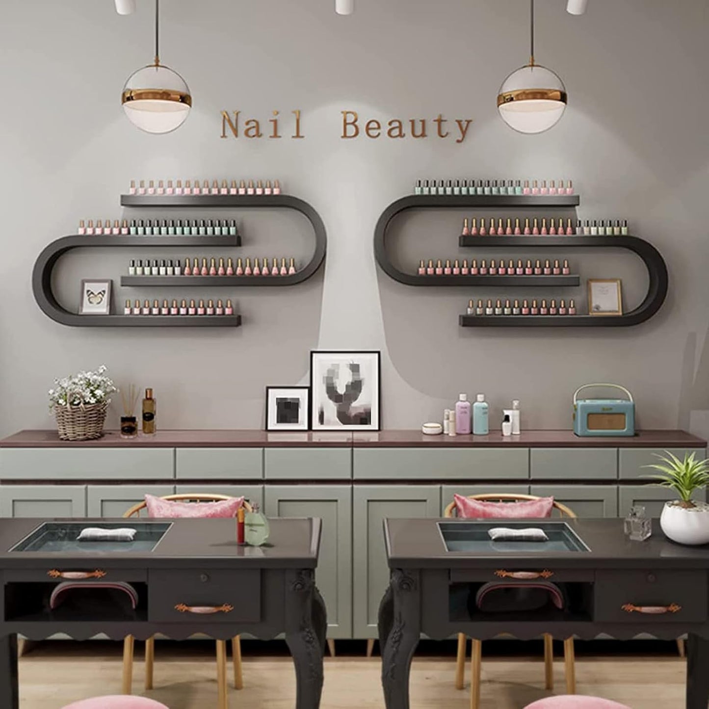 Wall Mounted Shelf Nail Polish Bottle Display Rack, U-Shaped Essential Oil Perfume Storage Rack, Multifunctional Hanging Salon/Beauty/Nail Shop Organizer Perfume Holder