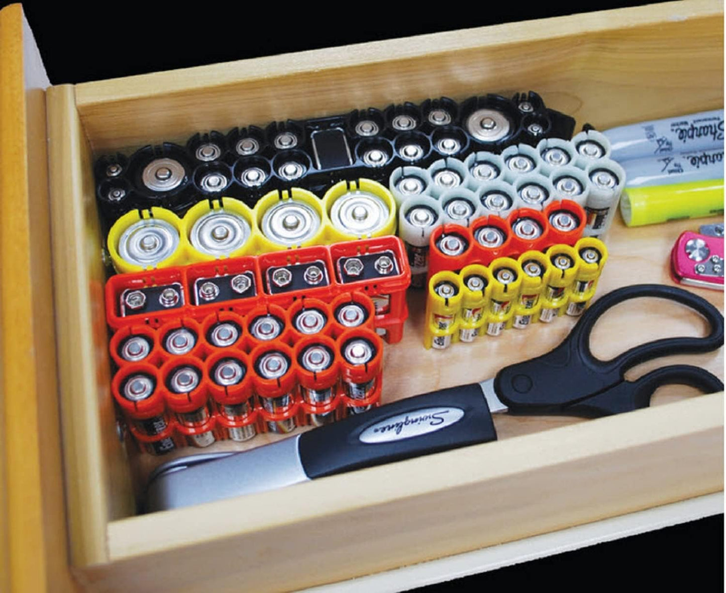 Storacell by Powerpax Slimline AAA Battery Storage Caddy, Orange, Holds 4 Batteries (Not Included)