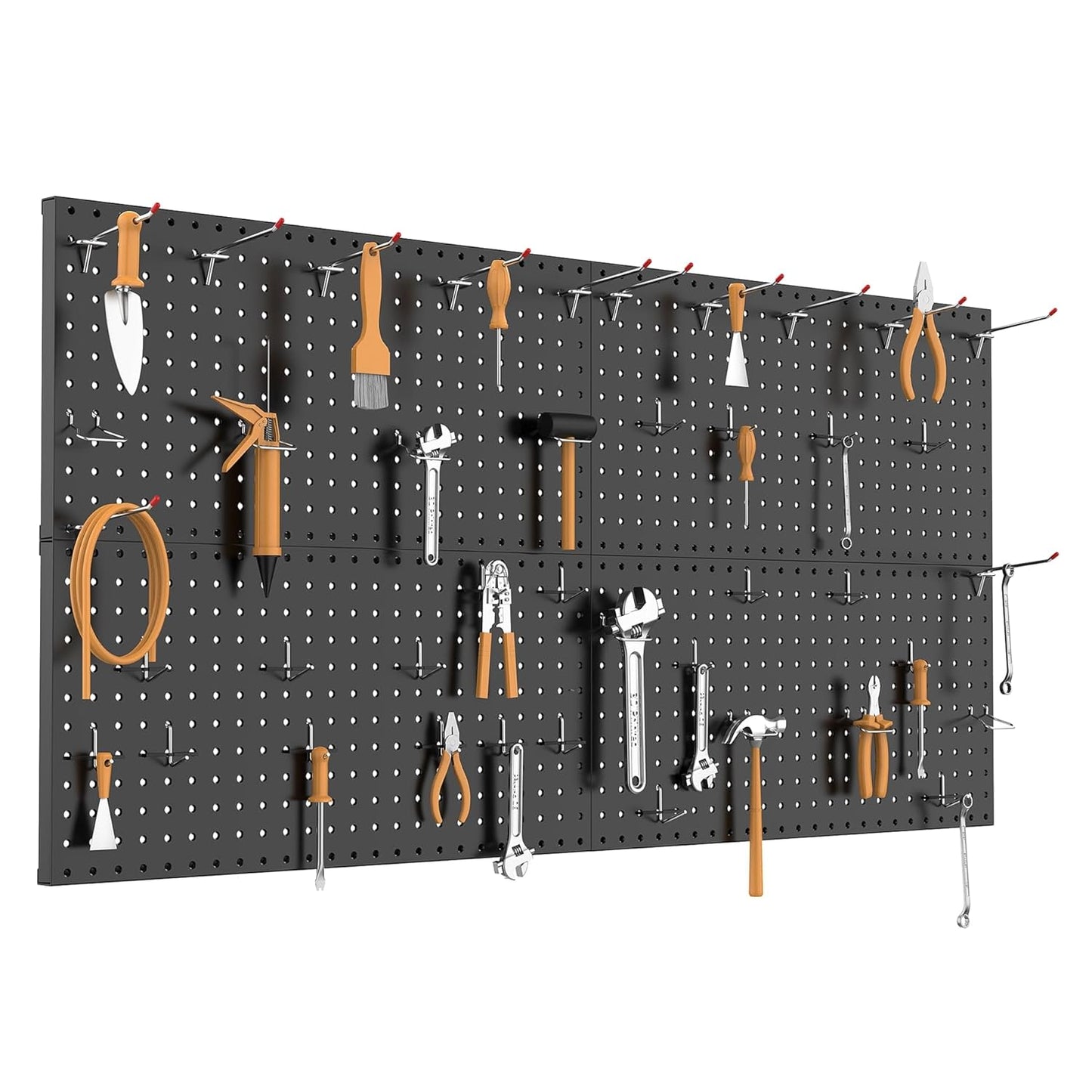 TORACK 4-Pack 12x24 inch Metal Pegboard Panels for Wall, Garage Tools Pegboard for Workbench, Modular Peg Board, Tool Organizer Board for Pegs(Black)