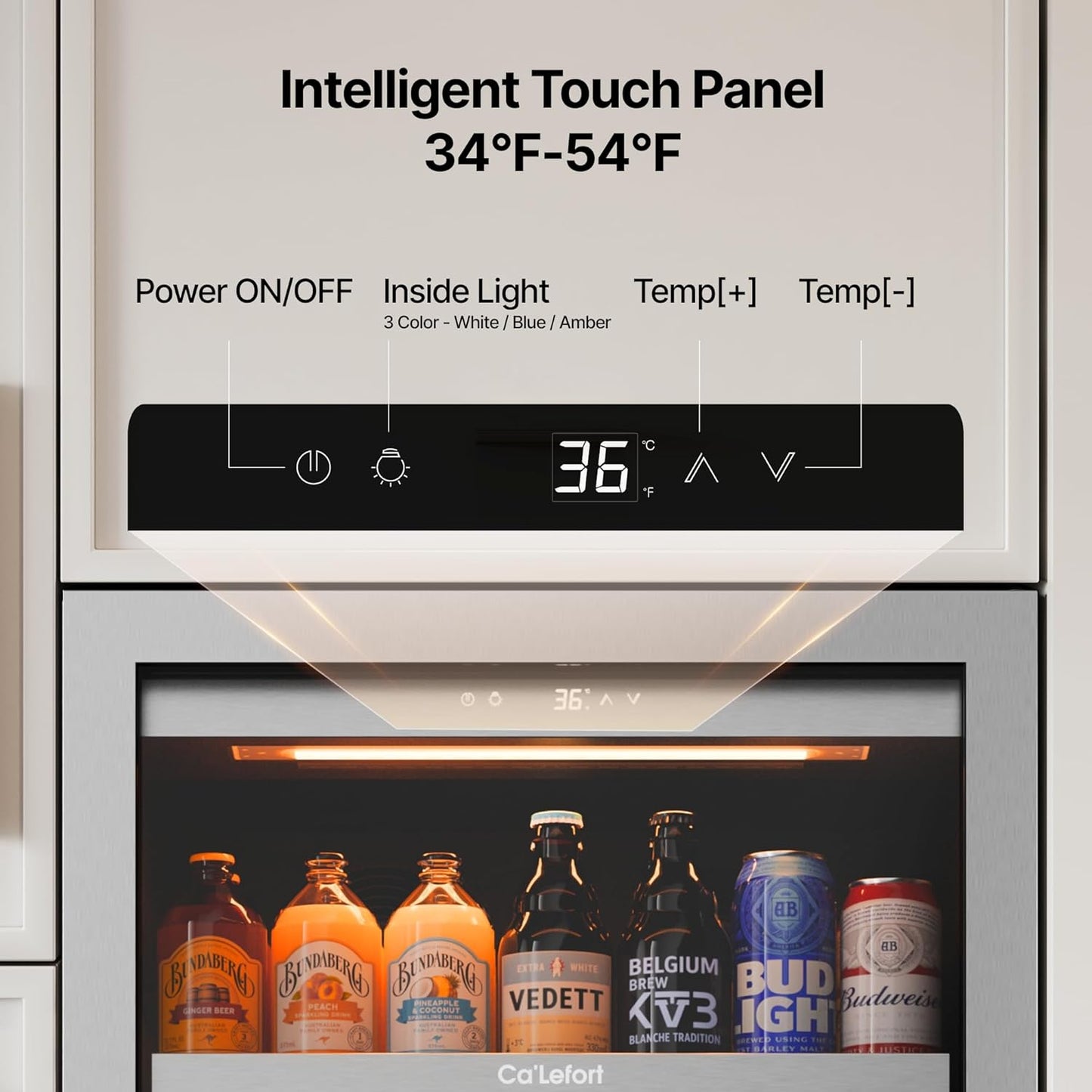 Ca'Lefort Beverage-Refrigerator 48 Inch, Tall Beverage Fridge Cellars Large Bar Drink Cabinet Built-in or Freestanding with Glass Door, Beer Cooler for Bottles and Cans Beer/Soda/Water/Wine