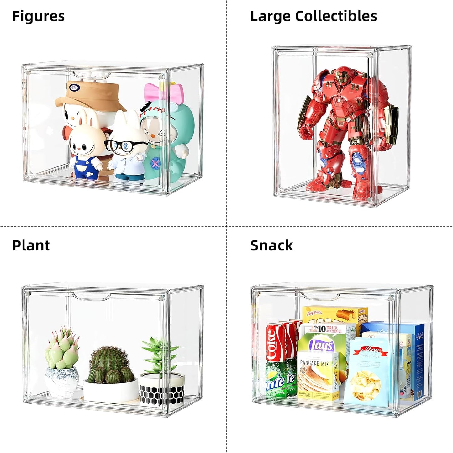 Purse Organizer for Closet, 3 Pack Handbag Storage Organizer, Clear Acrylic Display Case for Collectibles, Stackable Bag Organizer with Magnetic Door for Wallet, Clutch, Figure, Toys