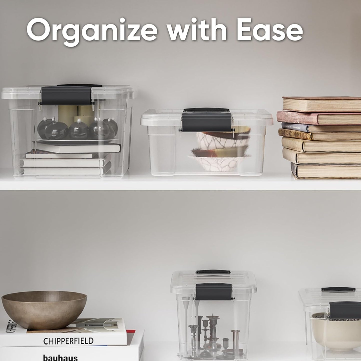 Superio 6 Pack Clear Plastic Storage Container with Lid Home - 13.7 Qt, Office Organizer Storage Bin, Stackable, For Closet, Under the Bed, or Locker, Use for Clothes, Food, Toys, Supplies, Linen.