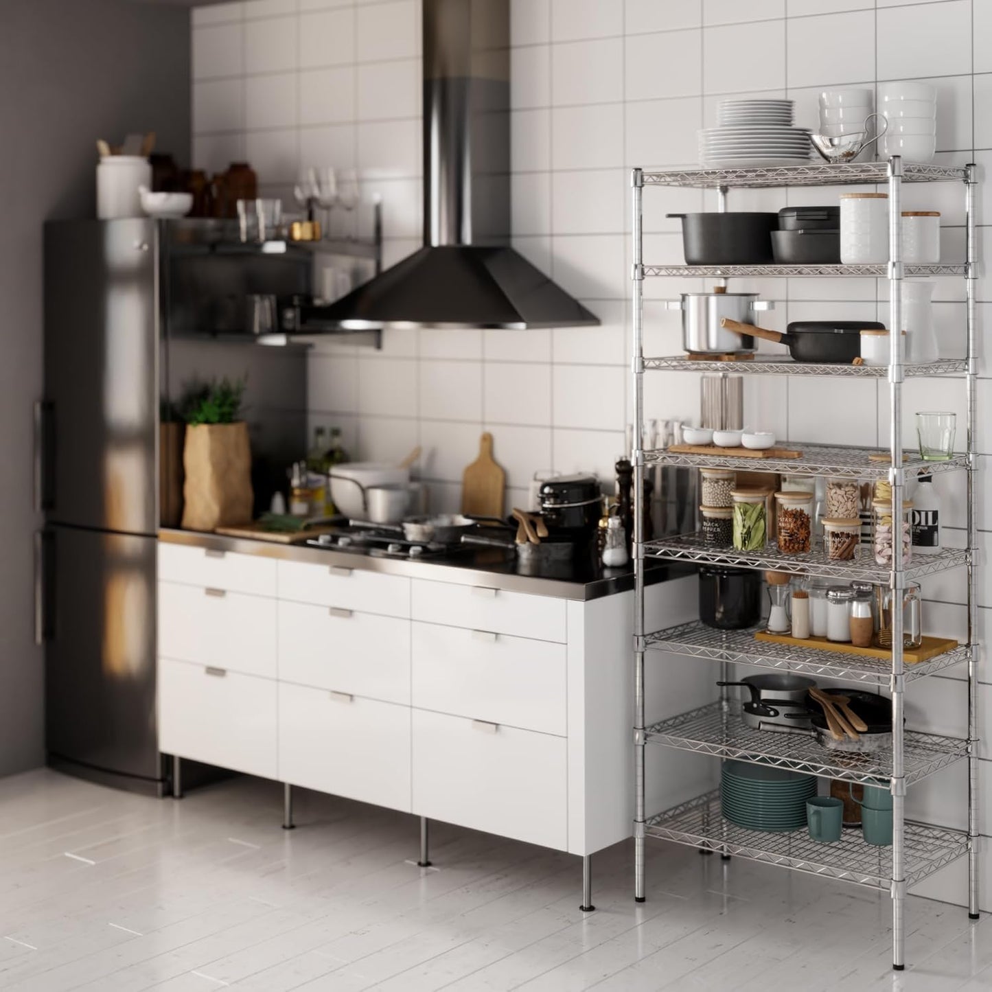 18" Deep x 30" Wide x 74" Height Wire Shelving Kit | 8-Tier | NSF Commercial Storage Rack Unit