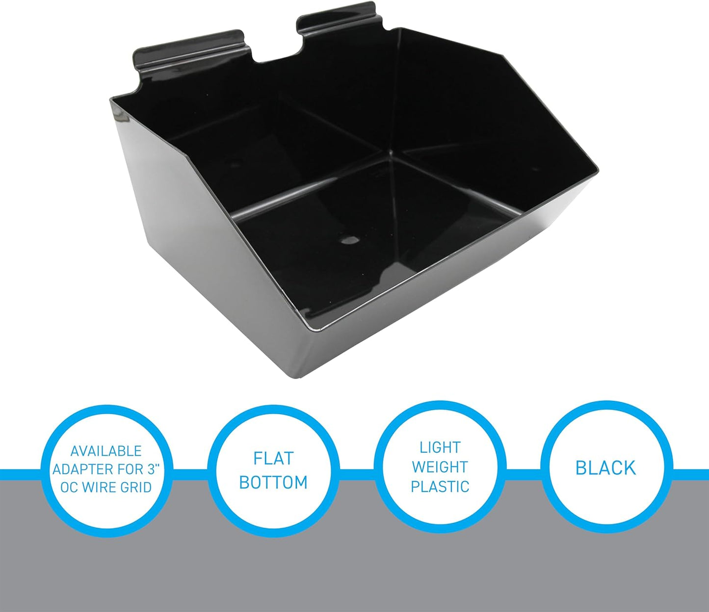 SSWBasics 12 x 5 ½ x 9 ½ inch Black Plastic Dump Bin - For Slatwall - Set of 2 - Perfect for Retail, Convenience Store, Salon, and Home Use For Storage and Organizing