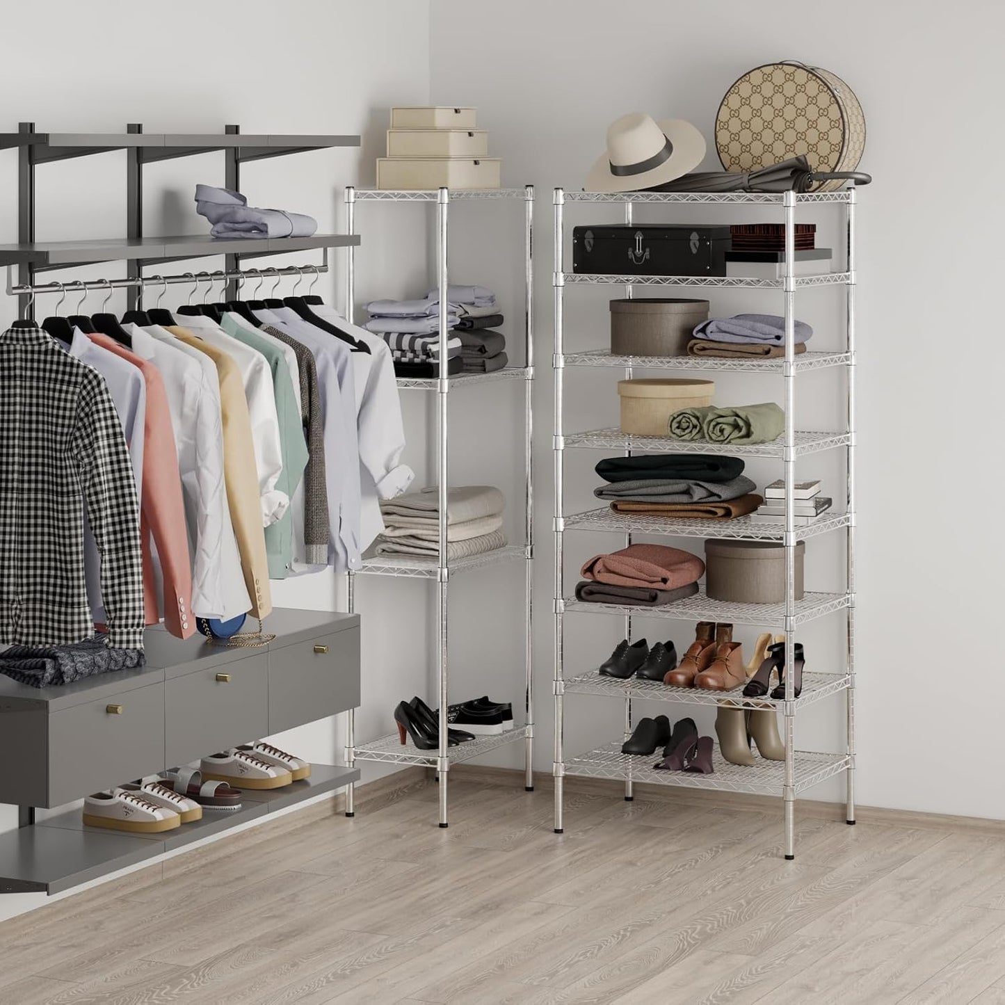 21" Deep x 30" Wide x 74" Height Wire Shelving Kit | 8-Tier | NSF Commercial Storage Rack Unit