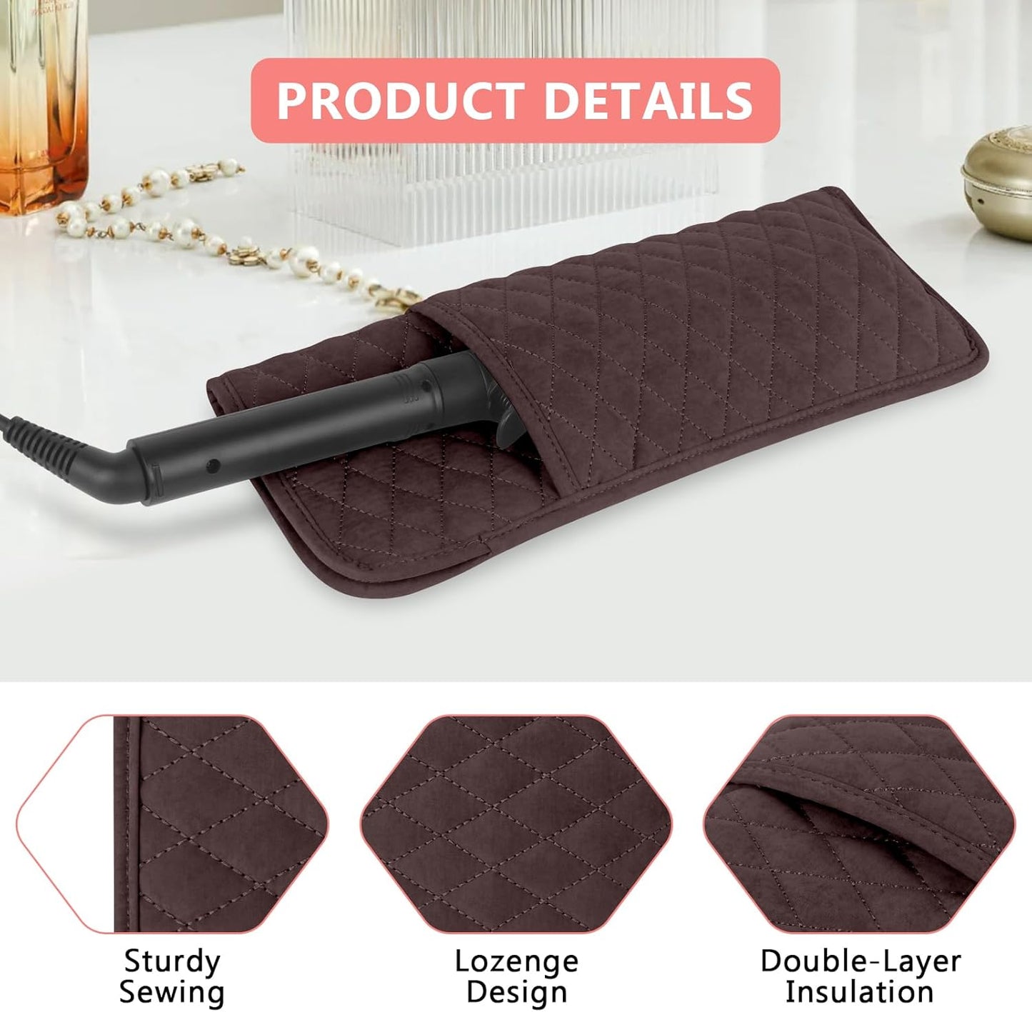 Heat Resistant Hair Tools Organizer Bag Portable Travel Storage Cover Pouch for Hair Straighteners, Curling Irons, Flat Irons and Hot Styling Tools(13.8" x 5.5")