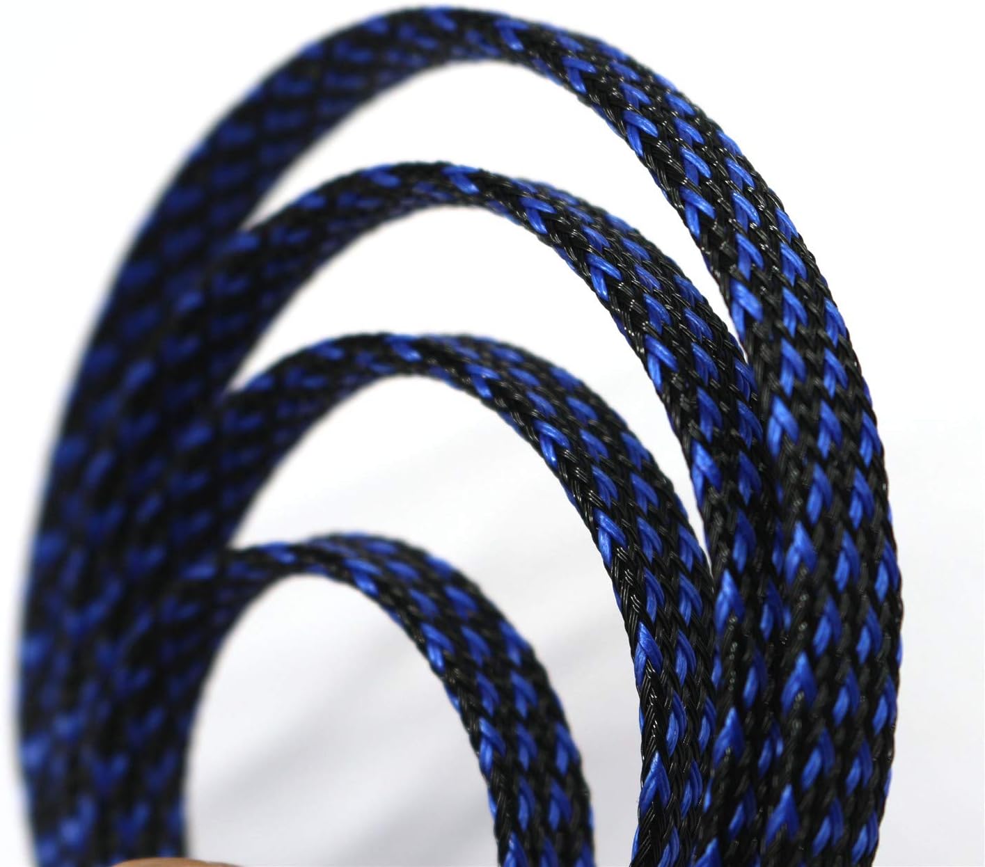 30ft PET Expandable Sleeving Wire Cable Sleeve (1/3", Blue&Black)