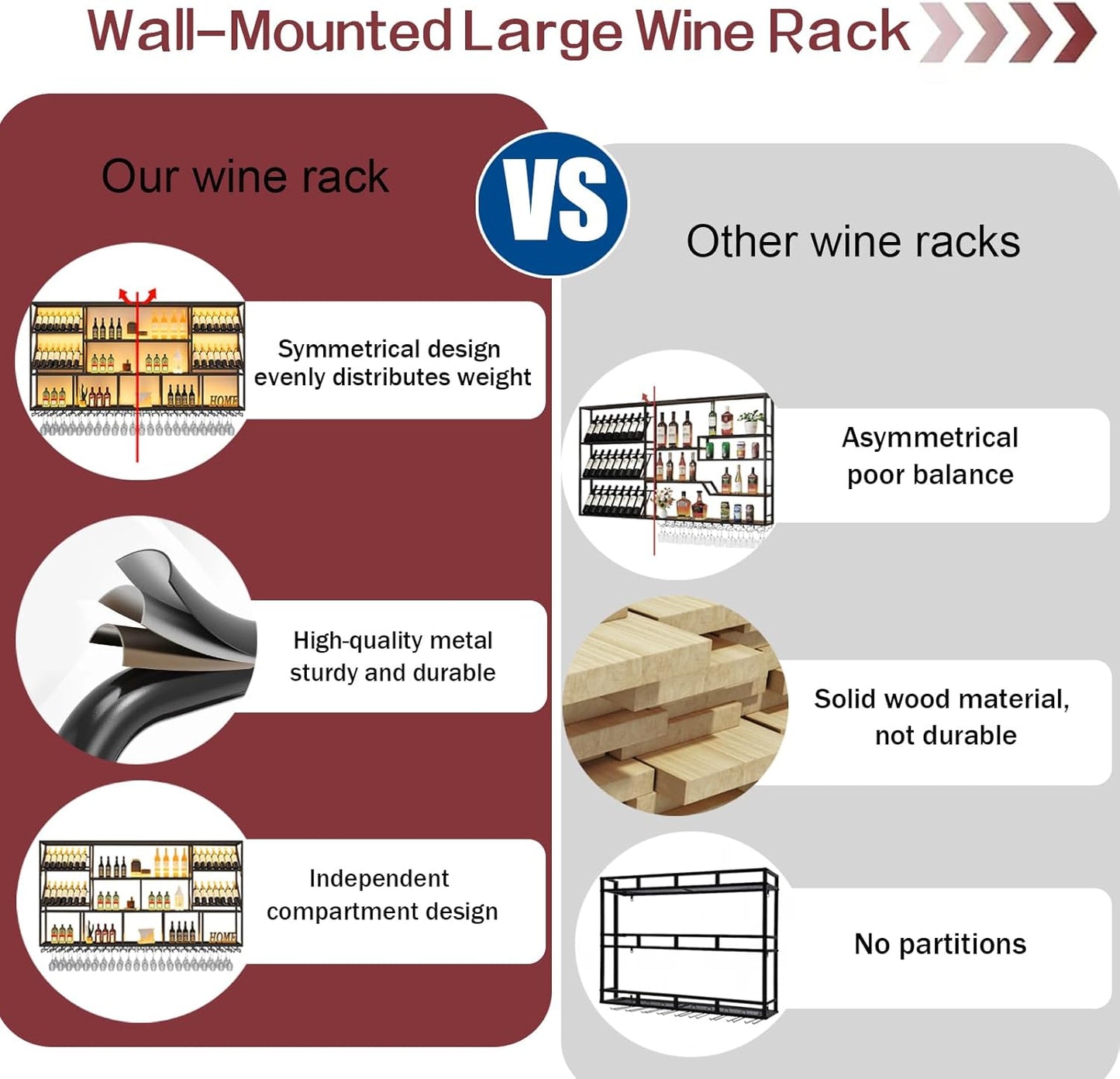 3 Tier Large Wine Rack Wall Mounted with Glass Holder, Black Modern Iron Liquor Shelf, 70.8 Inch Large Wine Bottle Display Shelf, for Kitchen Dining, Home Bar, Cellar (70.8" W)