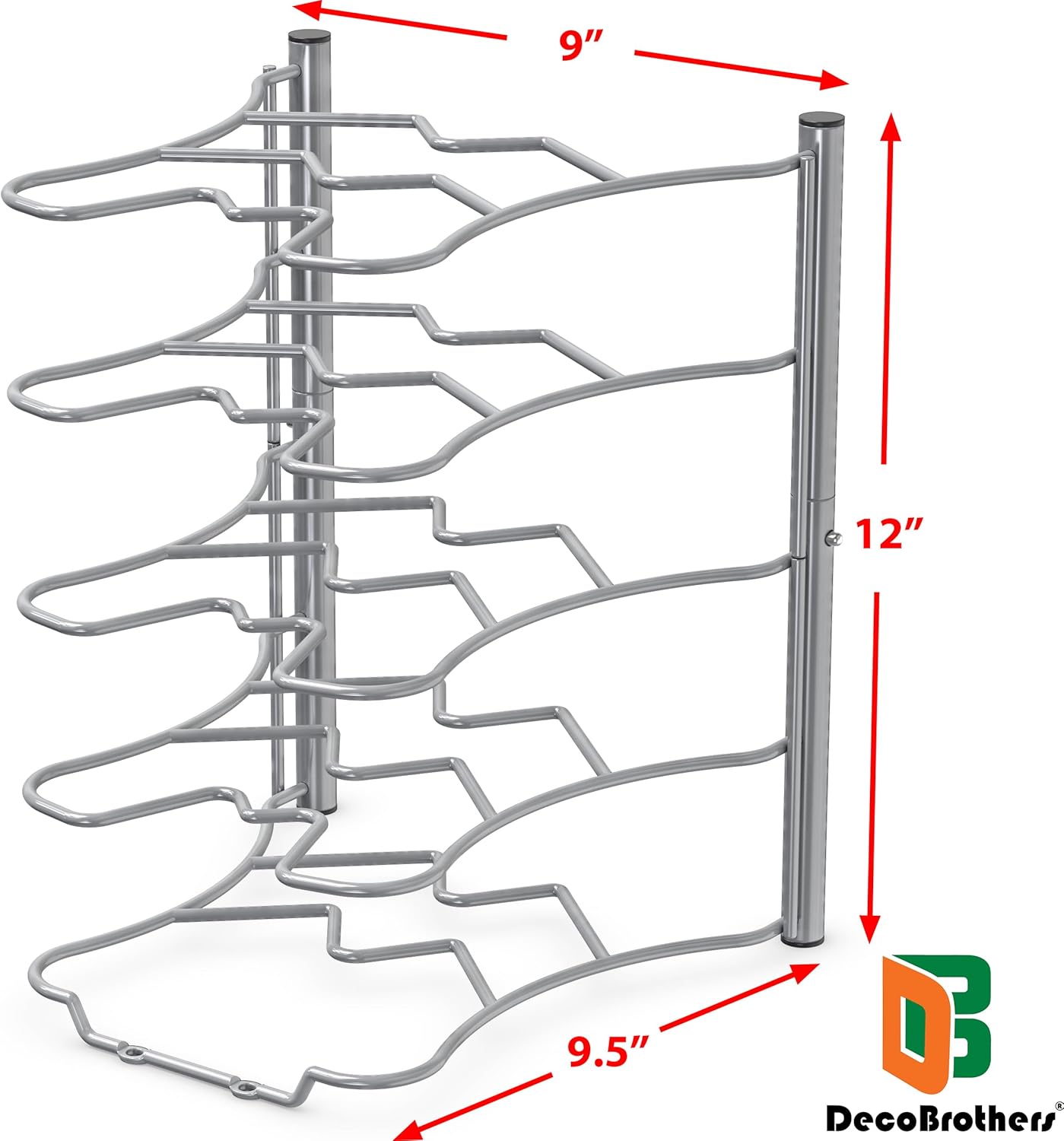 Deco Brothers Pan Organizer Rack for Kitchen Cabinet and Counter, Silver
