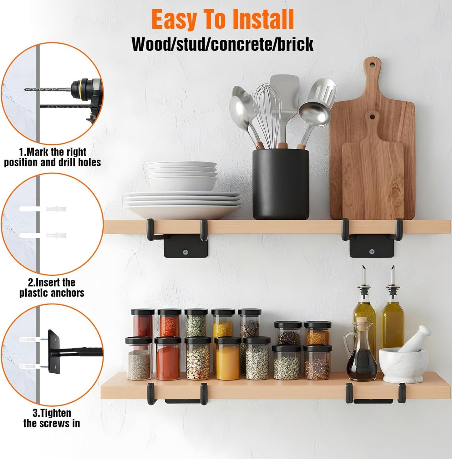 4 Pack Garage Storage System Hooks-14in Heavy Duty Tool Organizer Wall Mount Hangers, Garage Storage Utility Hooks for Car Tires, Chairs, Ladders, Ropes, Garden Tools, Power Tools