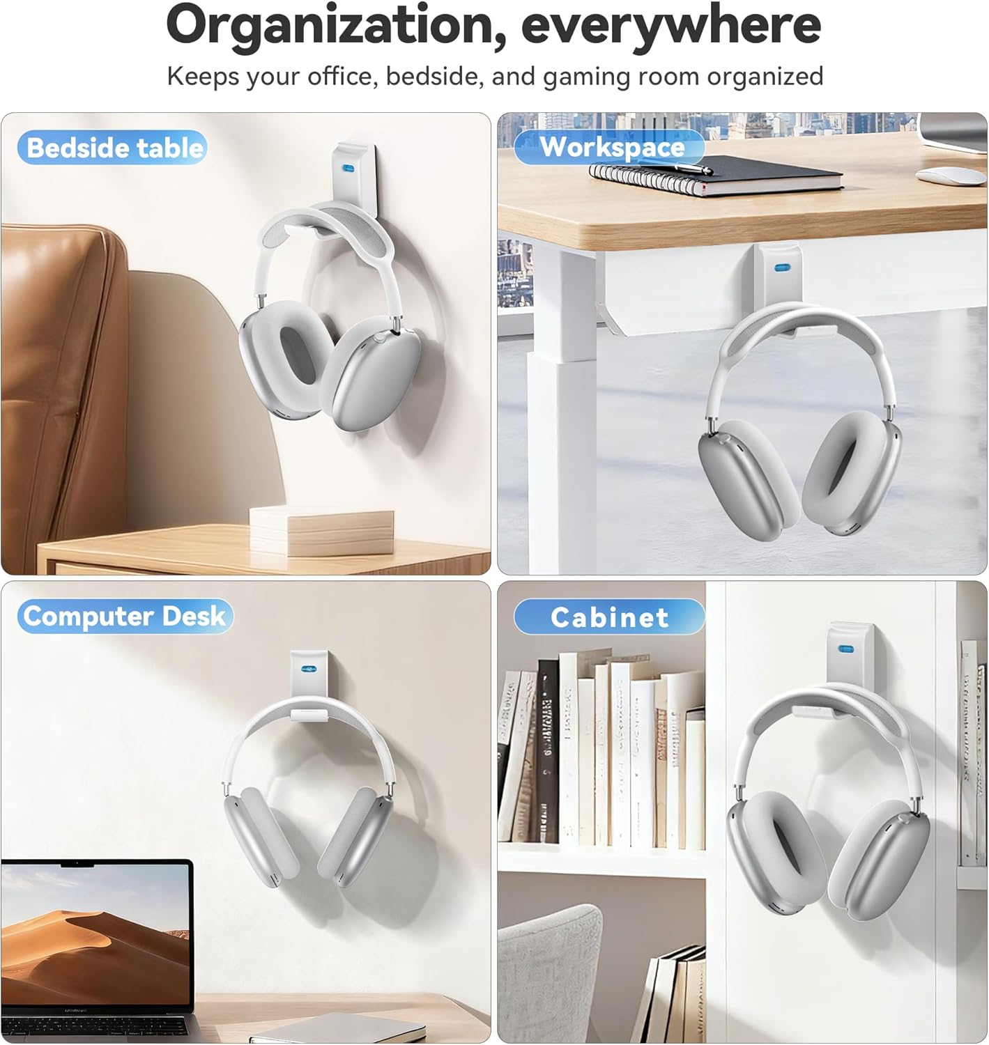 Headphone Stand Wall Mount, Gaming Headset Wall Shelf & Desk Holder, Hook Hanger, for Office / PS5/ XBOX/ PS4 Headset, Must Have Video Game Accessories, Essentials & Gift for Boys & Girls- 1 Pack