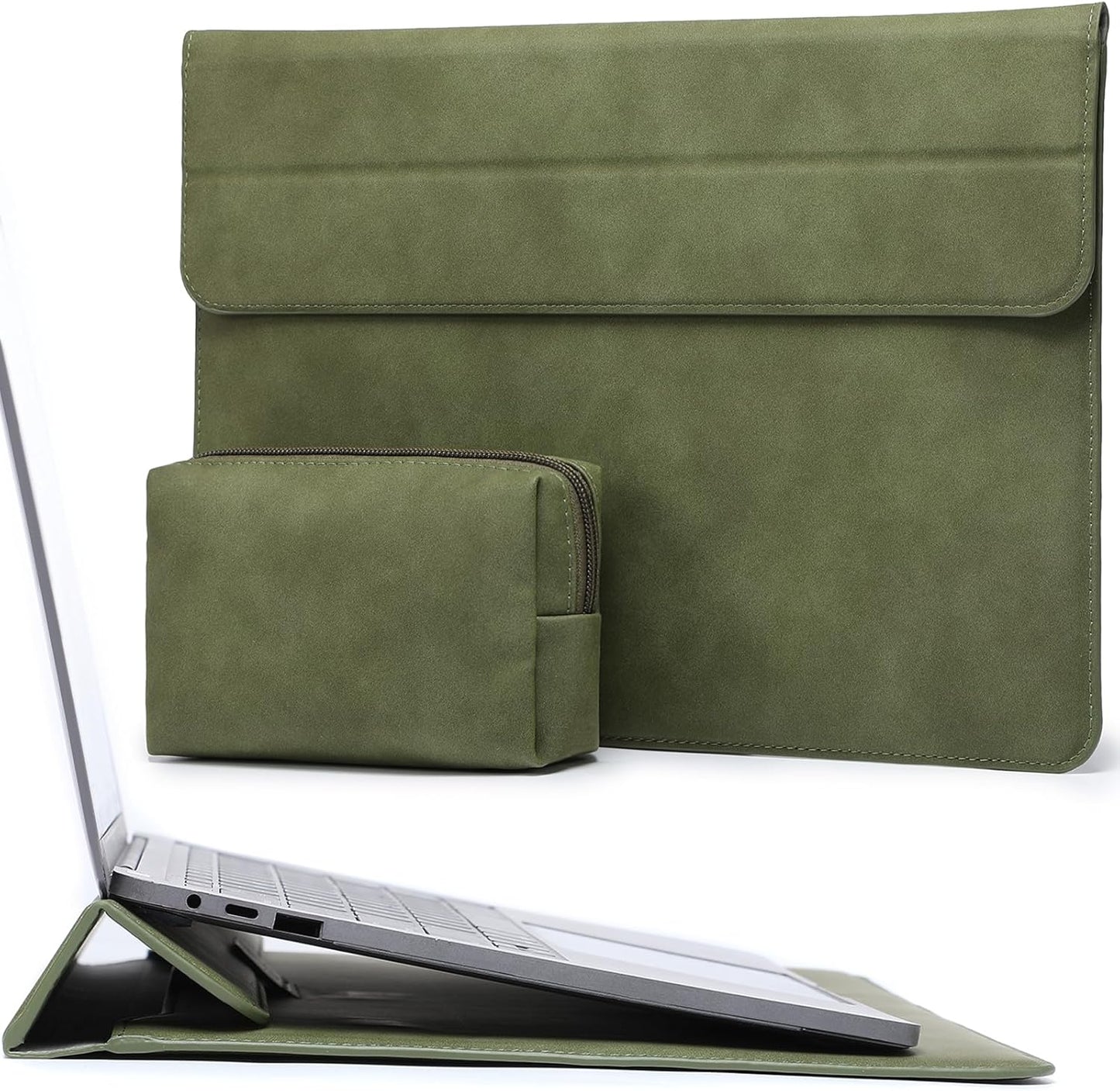 HYZUO 15-16 Inch Laptop Sleeve Case with Stand Feature for MacBook Pro 16 M4/M3/M2/M1 Pro/Max 2025-2019, XPS 15, MacBook Pro 15 2015-2012, Samsung Galaxy Book Flex/Pro 15, Olive Green