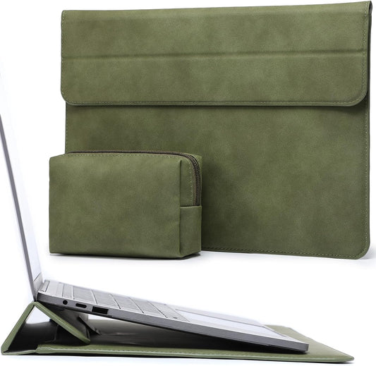 HYZUO 13 Inch Laptop Sleeve Case with Stand for 2025-2018 MacBook Air 13 M4 M3 M2 M1, 2025-2016 MacBook Pro 13 M2 M1, 13" iPad Pro/Air, Surface Pro 11/10/9, XPS 13, with Pouch, Olive Green