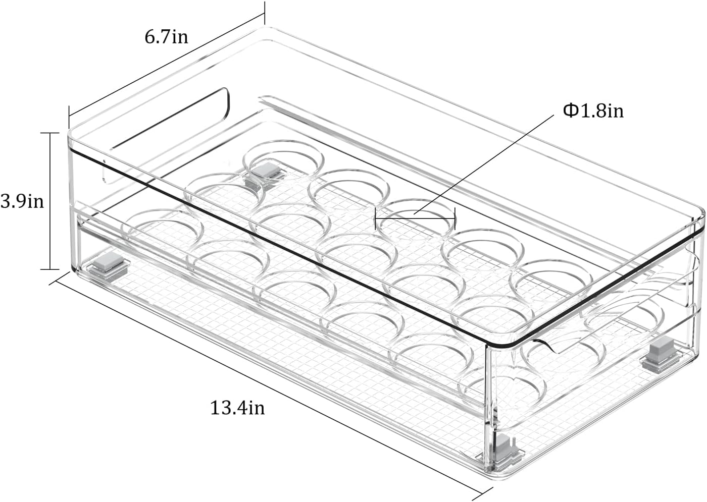 Acrylic Egg Box Transparent 18 and 36 Pack Storage for Refrigerator Kitchen Storage Size: 13.3 * 4.7 * 3.9 inches (2 pack)